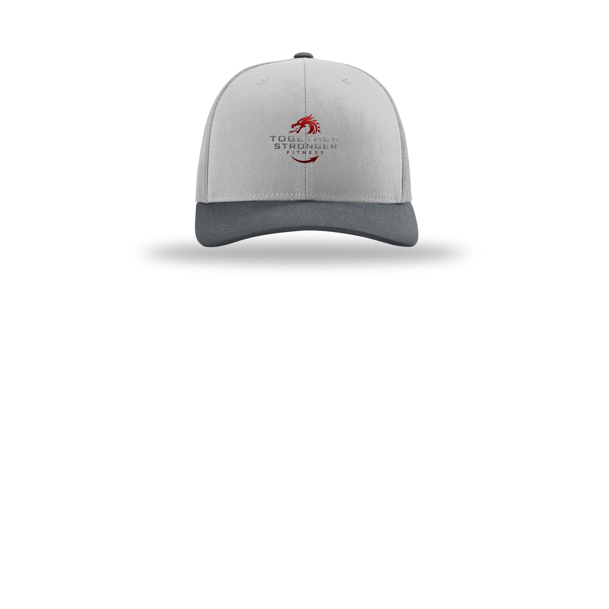 togetherstrongerfitness-richardson-trucker-cap-embroidery-capfront-R112-lightgreylightgreygunmetal-flat-front