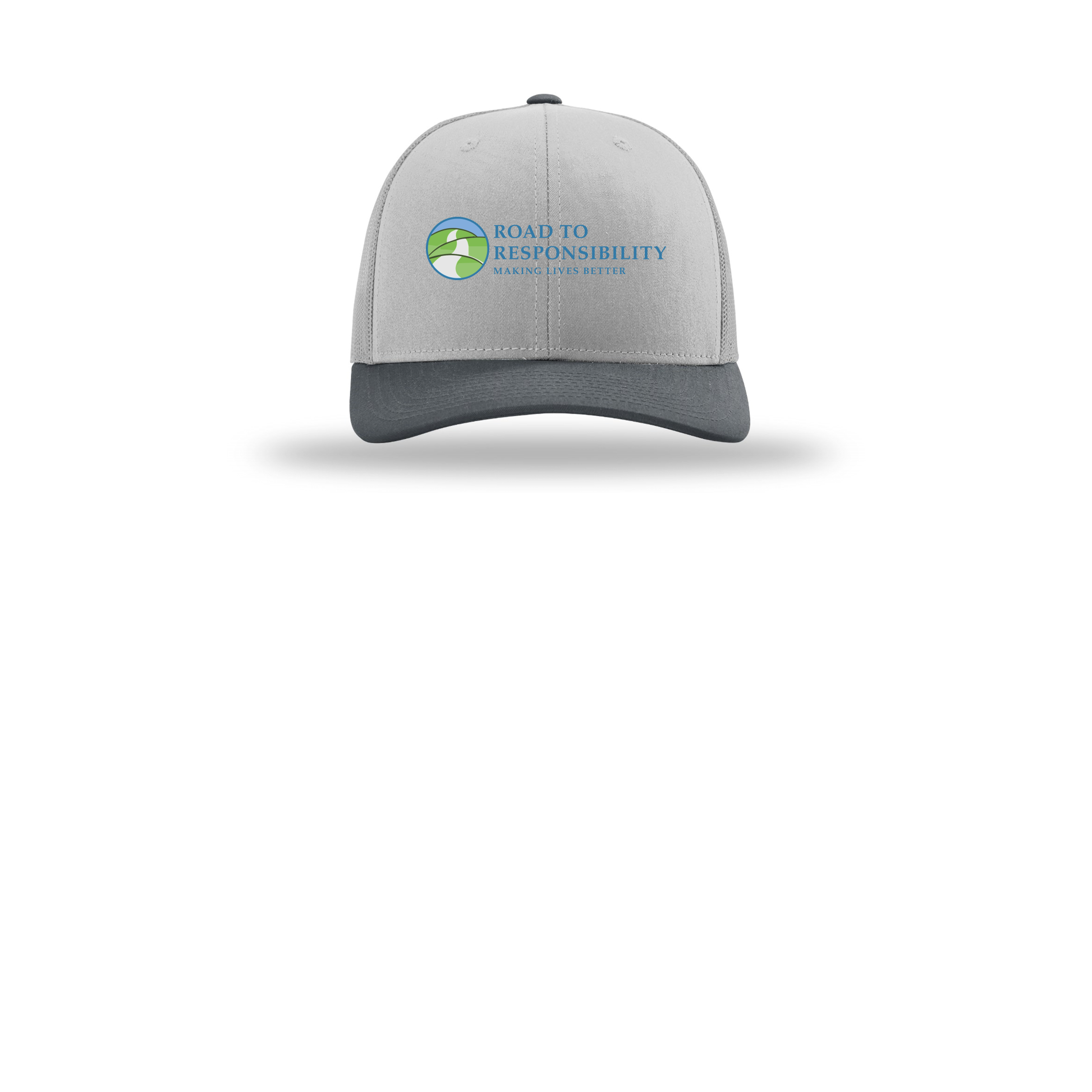 roadtoresponsibility-richardson-trucker-cap-embroidery-capfront-R112-lightgreylightgreygunmetal-flat-front