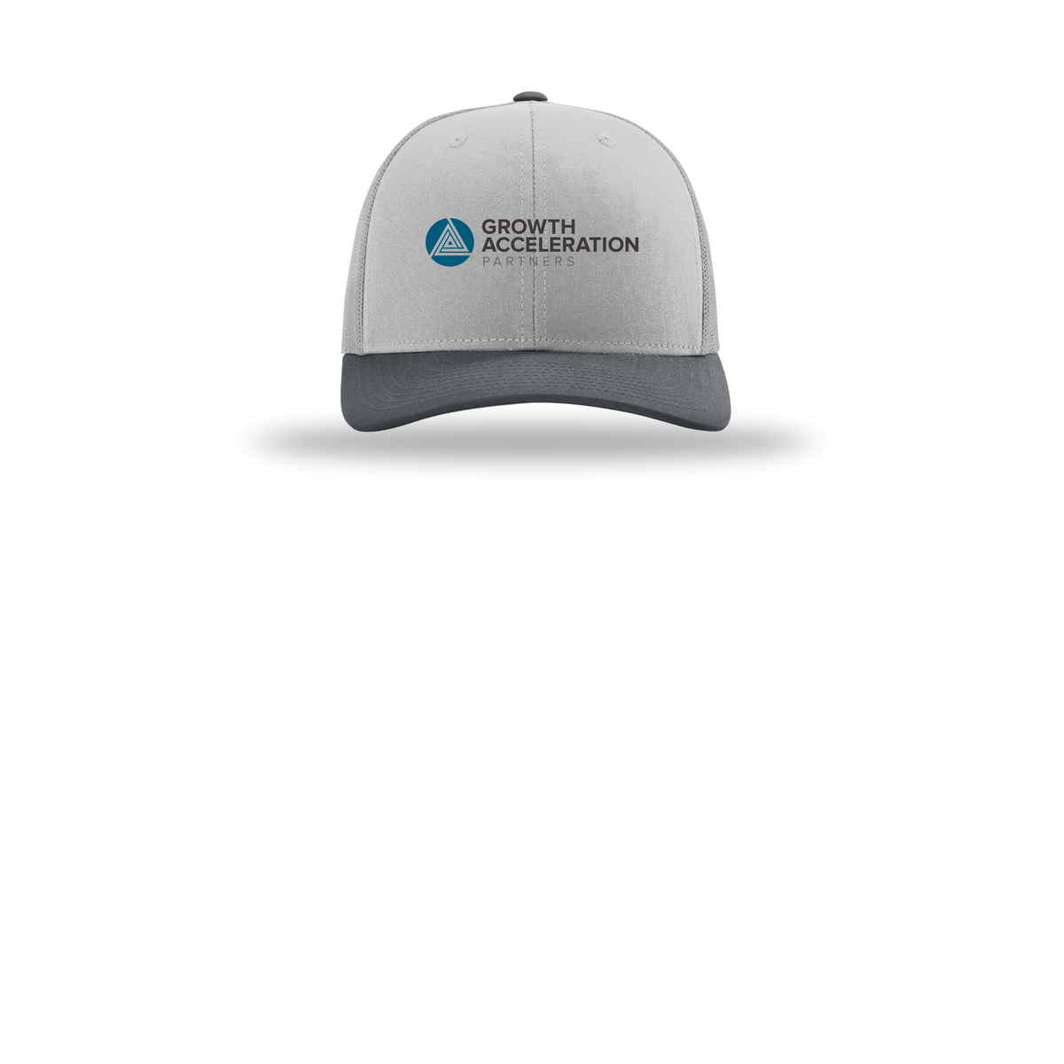 growthaccelerationpartners-richardson-trucker-cap-embroidery-capfront-R112-lightgreylightgreygunmetal-flat-front