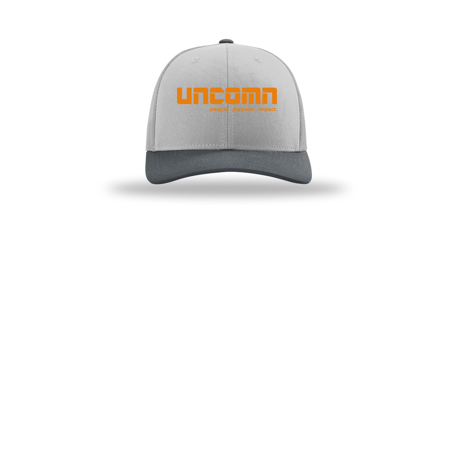 uncomn-richardson-trucker-cap-embroidery-capfront-R112-lightgreylightgreygunmetal-flat-front