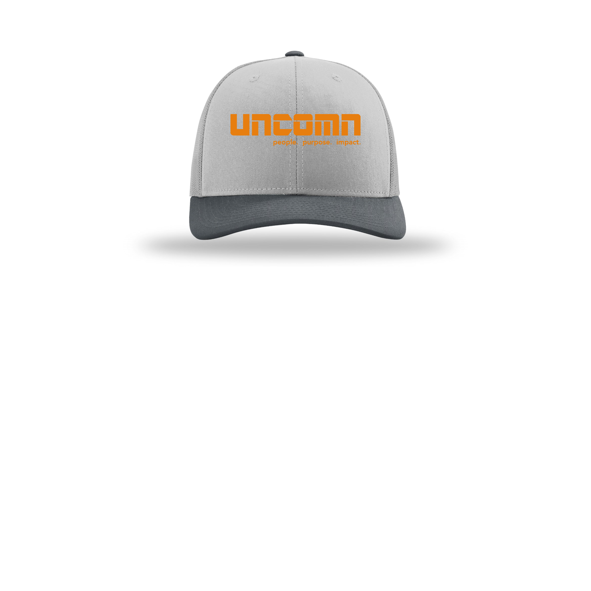 uncomn-richardson-trucker-cap-embroidery-capfront-R112-lightgreylightgreygunmetal-flat-front