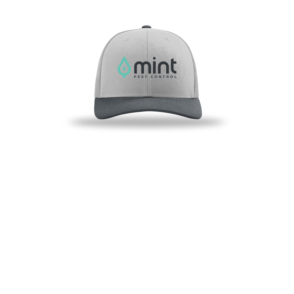 mintpest-richardson-trucker-cap-embroidery-capfront-R112-lightgreylightgreygunmetal-flat-front