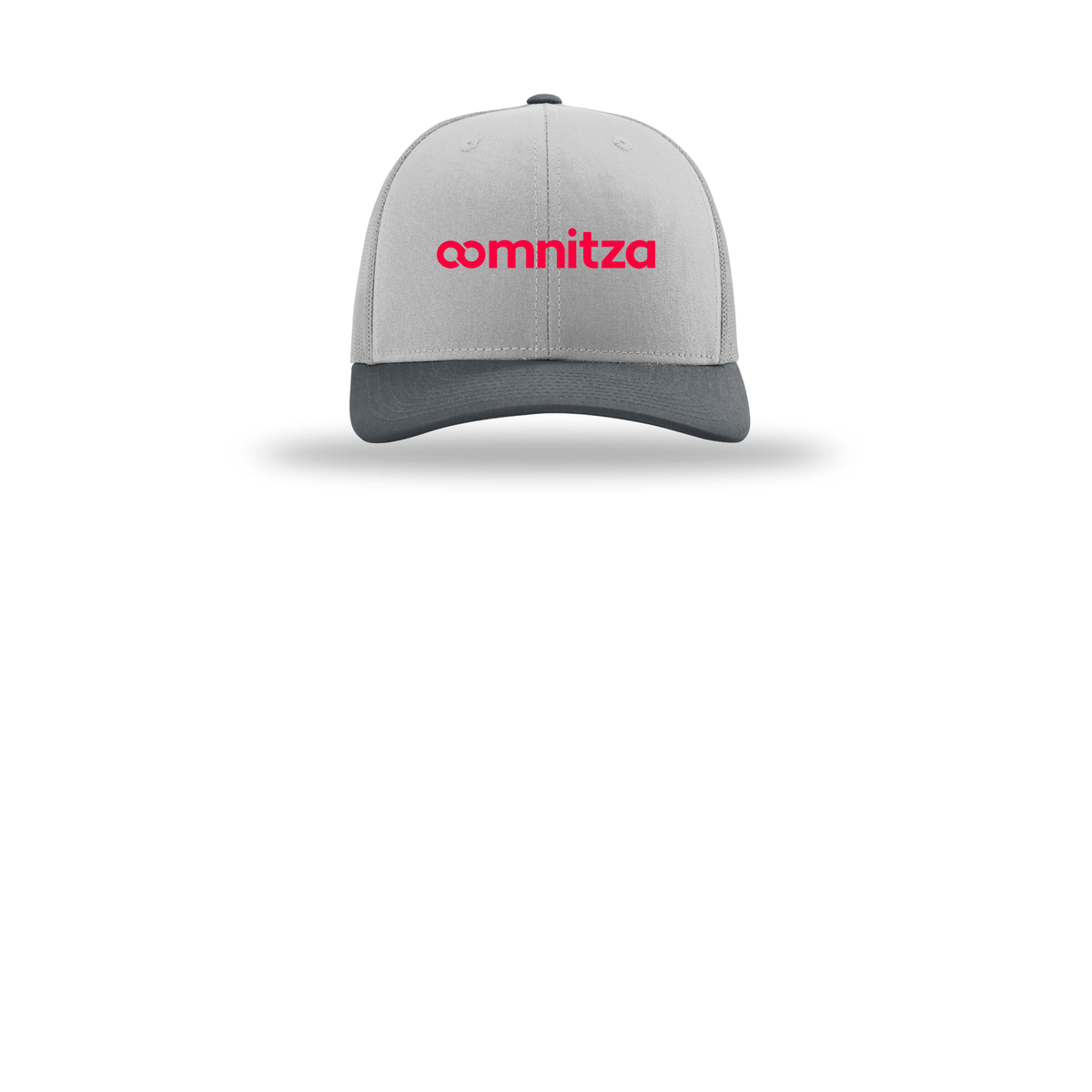 oomnitza-richardson-trucker-cap-embroidery-capfront-R112-lightgreylightgreygunmetal-flat-front