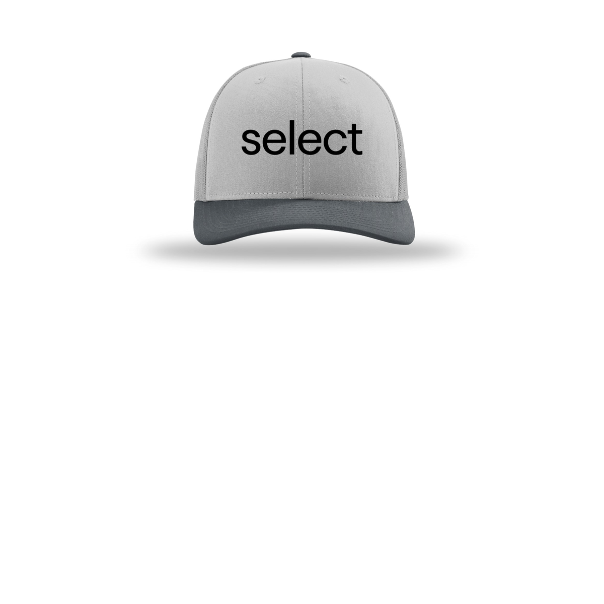 meetselect-richardson-trucker-cap-embroidery-capfront-R112-lightgreylightgreygunmetal-flat-front