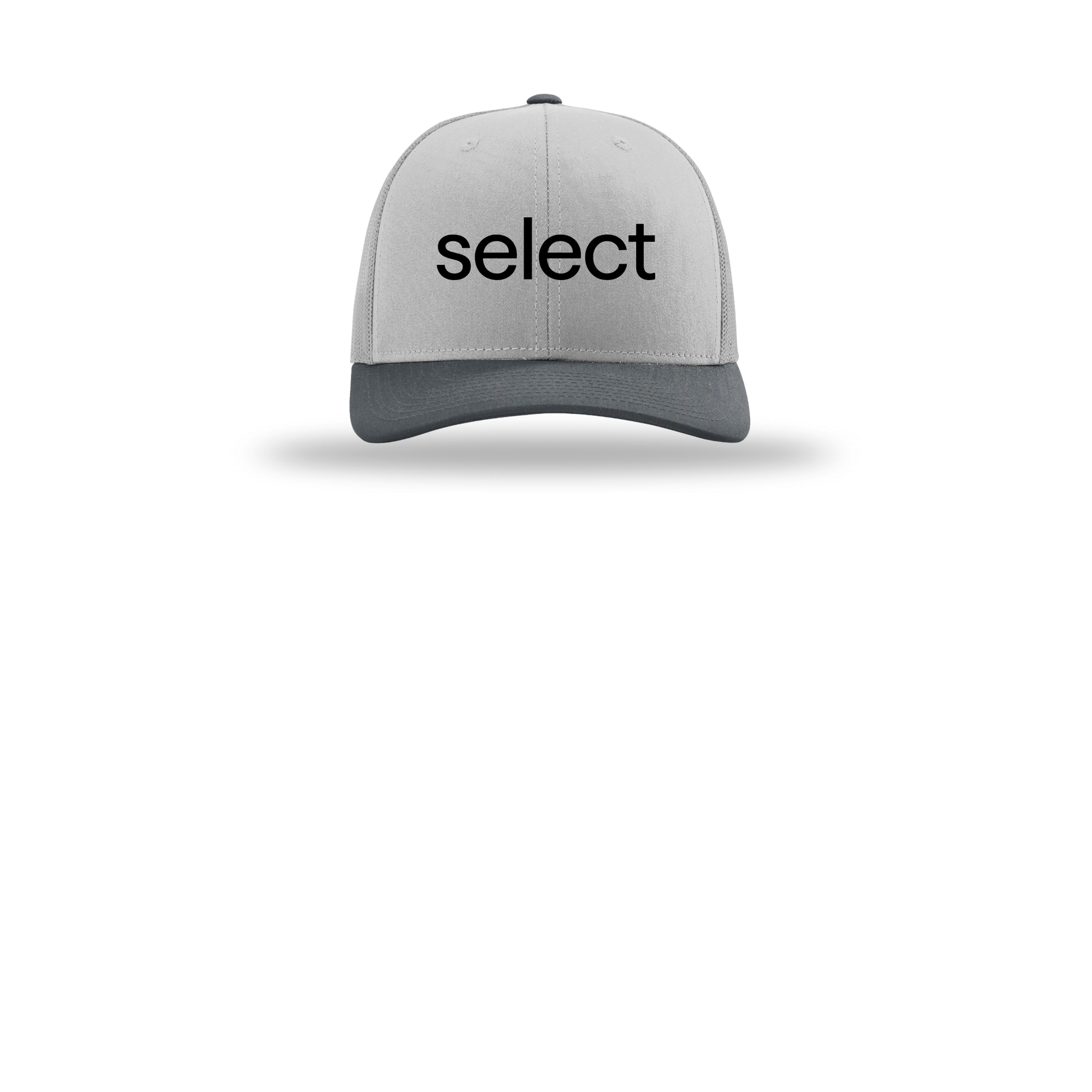 meetselect-richardson-trucker-cap-embroidery-capfront-R112-lightgreylightgreygunmetal-flat-front