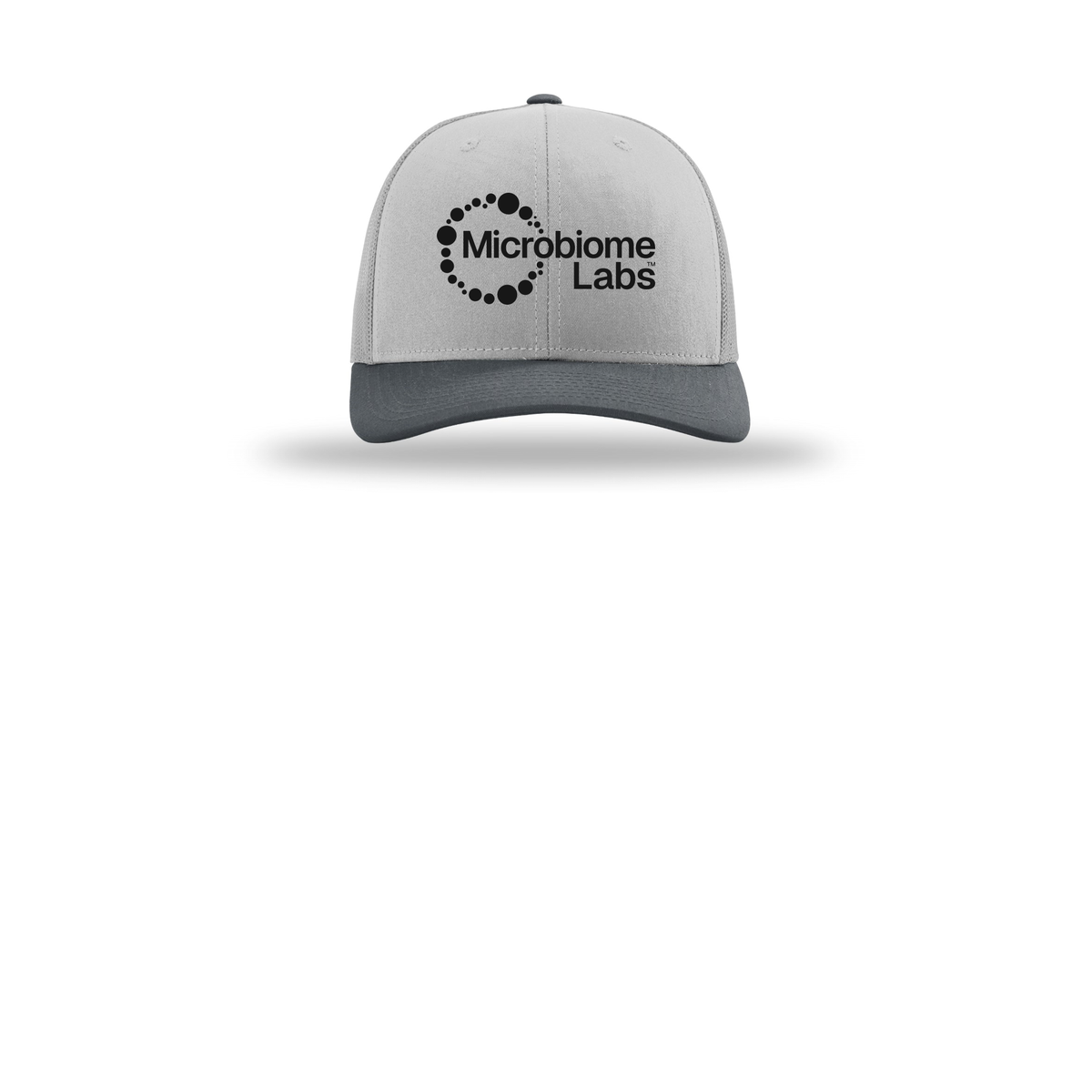 microbiomelabs-richardson-trucker-cap-embroidery-capfront-R112-lightgreylightgreygunmetal-flat-front