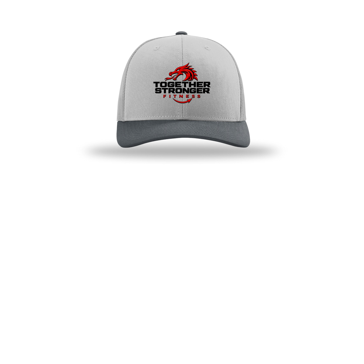 togetherstrongerfitness-richardson-trucker-cap-embroidery-capfront-R112-lightgreylightgreygunmetal-flat-front