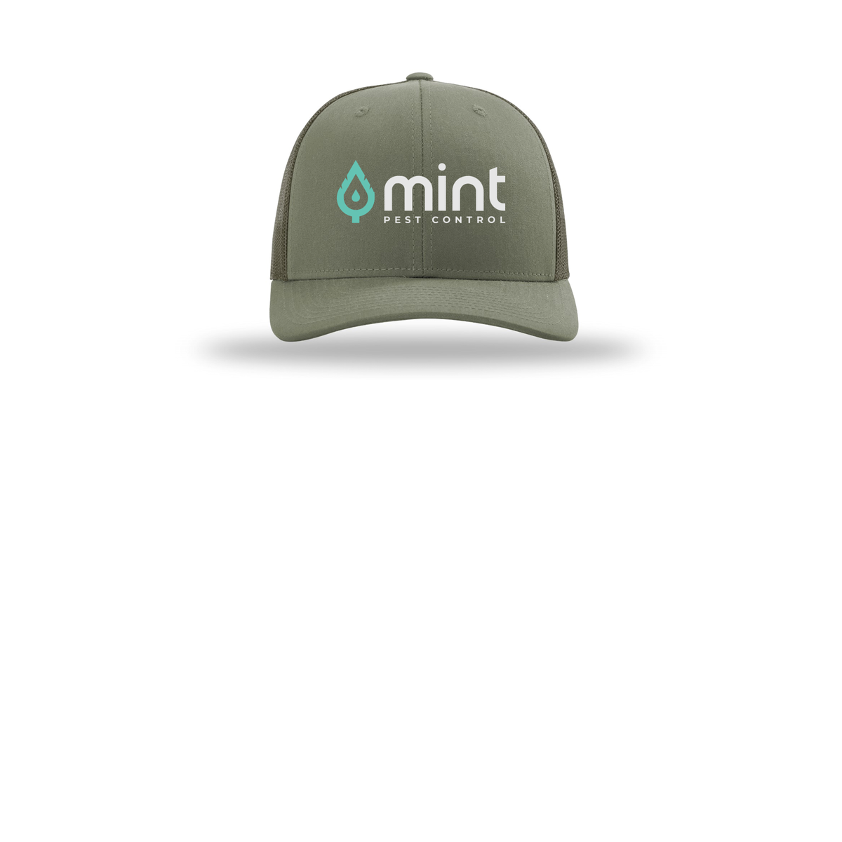 mintpest-richardson-trucker-cap-embroidery-capfront-R112-loden-flat-front