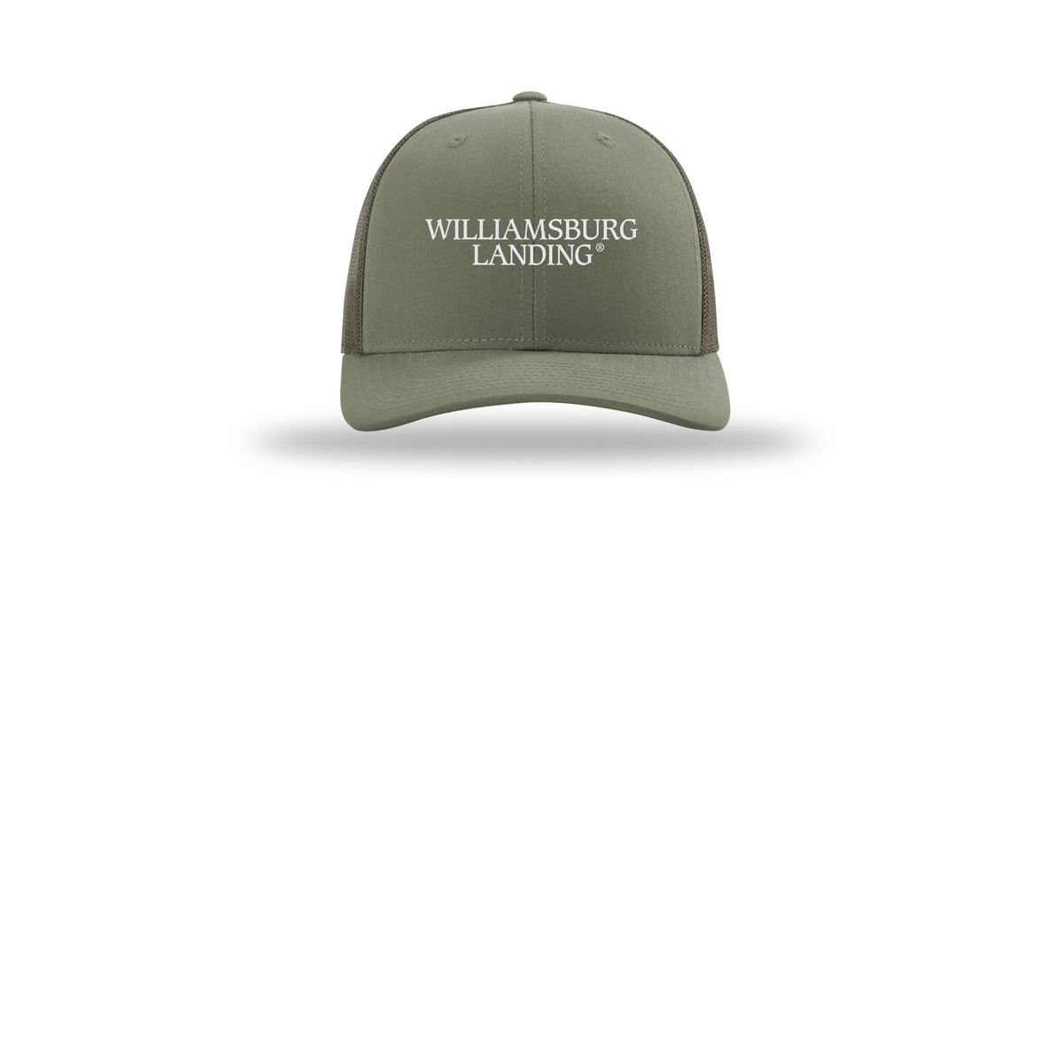 williamsburglanding-richardson-trucker-cap-embroidery-capfront-R112-loden-flat-front