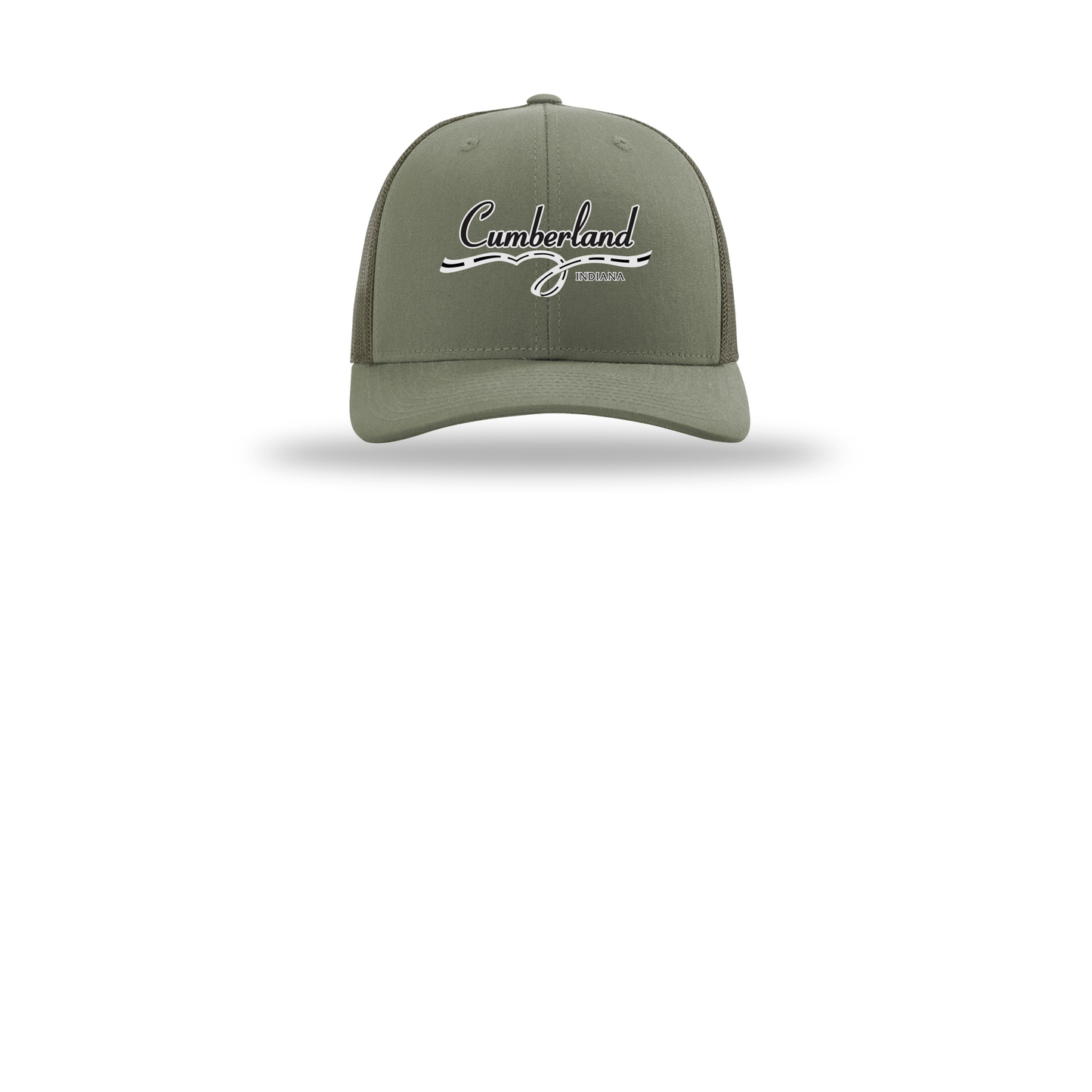 cumberland-richardson-trucker-cap-embroidery-capfront-R112-loden-flat-front