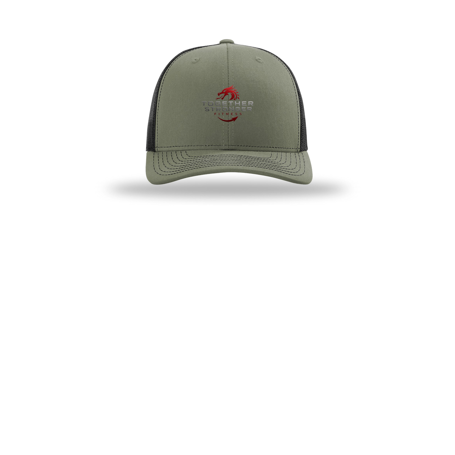 togetherstrongerfitness-richardson-trucker-cap-embroidery-capfront-R112-lodenblack-flat-front