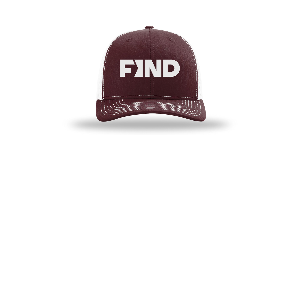 findrealestate-richardson-trucker-cap-embroidery-capfront-R112-maroonwhite-flat-front