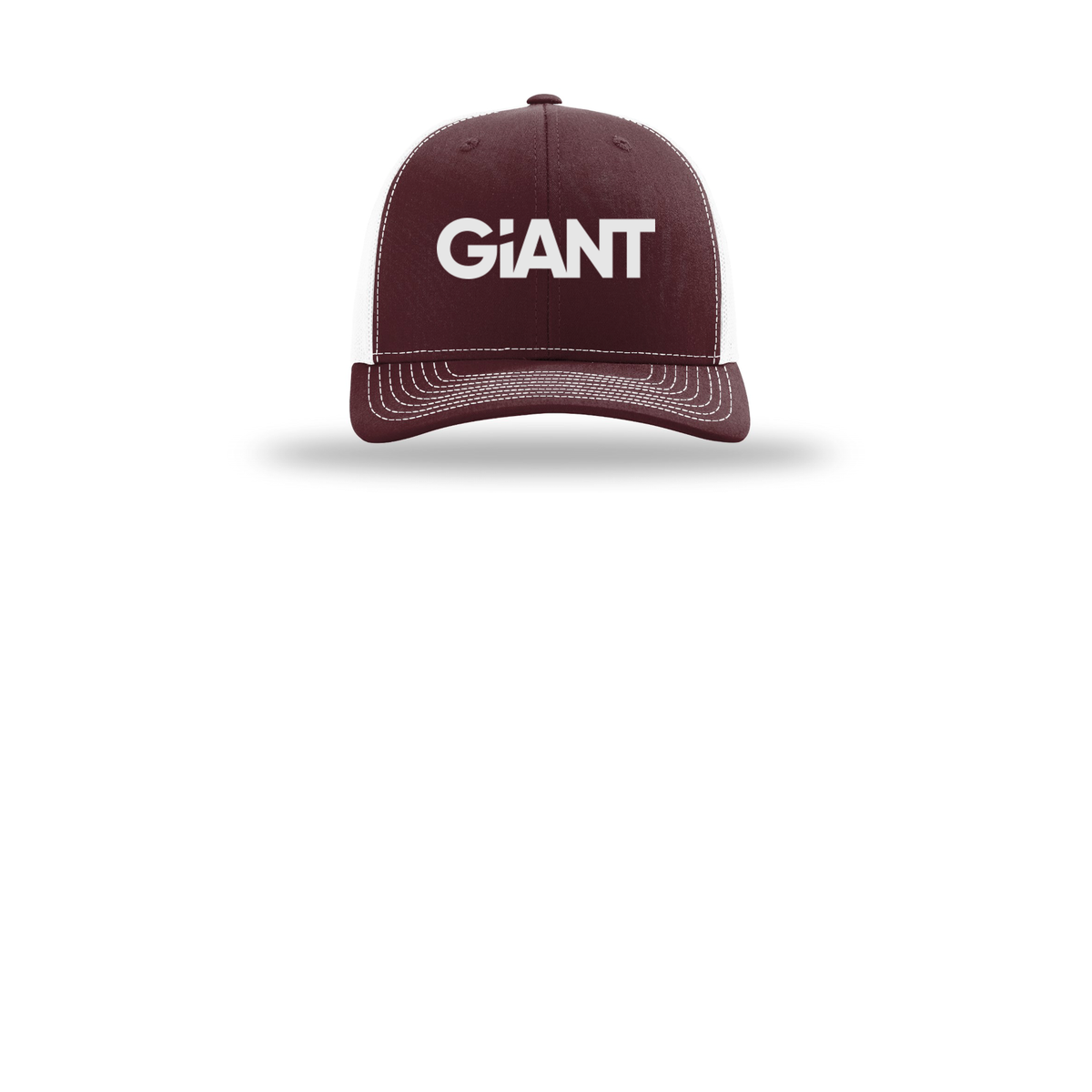 giantworldwide-richardson-trucker-cap-embroidery-capfront-R112-maroonwhite-flat-front