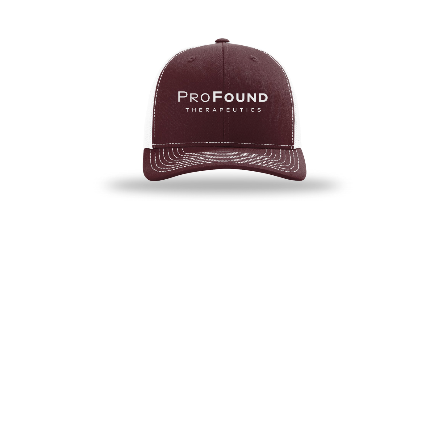 profoundtx-richardson-trucker-cap-embroidery-capfront-R112-maroonwhite-flat-front