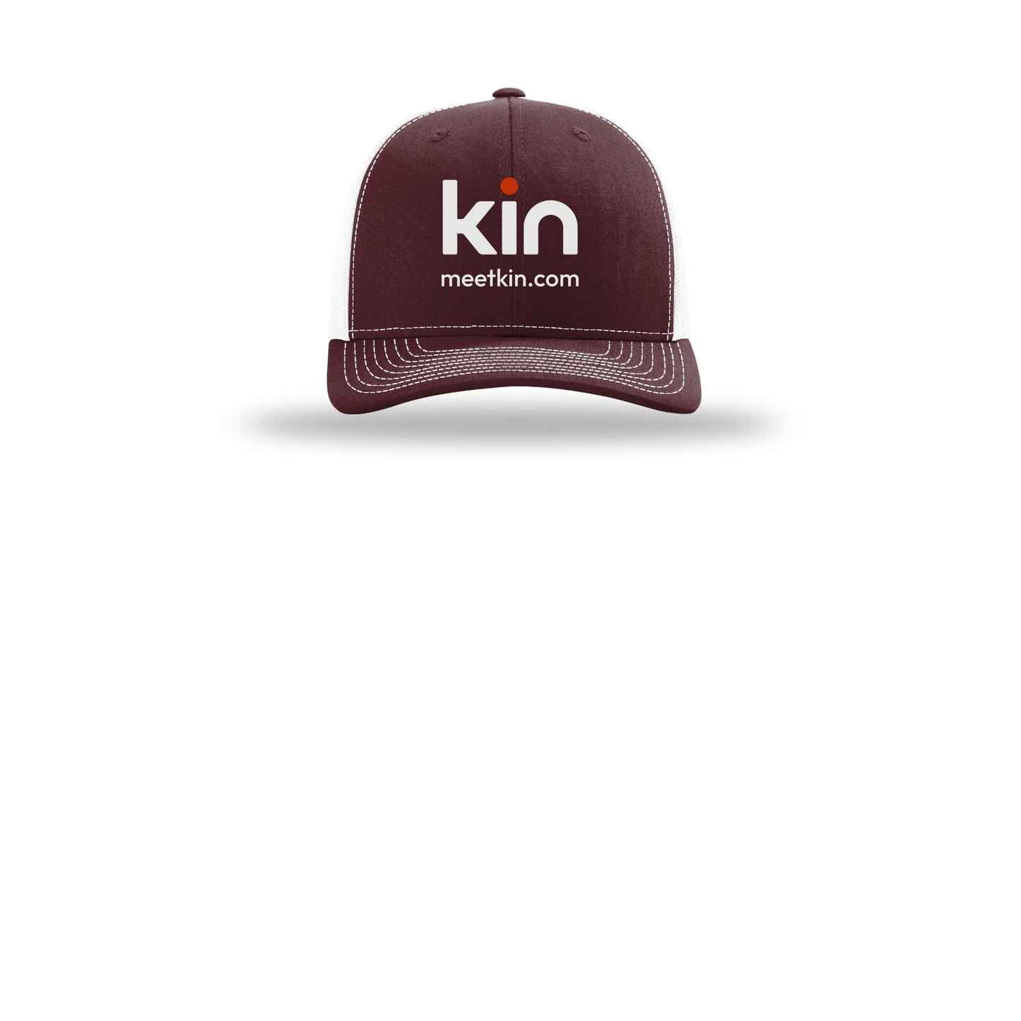 kin-richardson-trucker-cap-embroidery-capfront-R112-maroonwhite-flat-front