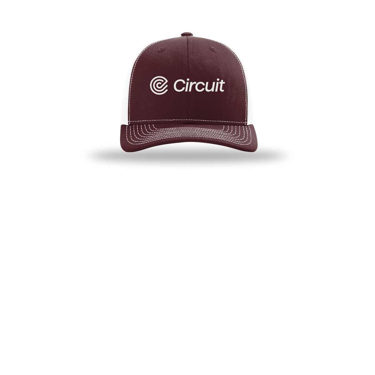 ridecircuit-richardson-trucker-cap-embroidery-capfront-R112-maroonwhite-flat-front