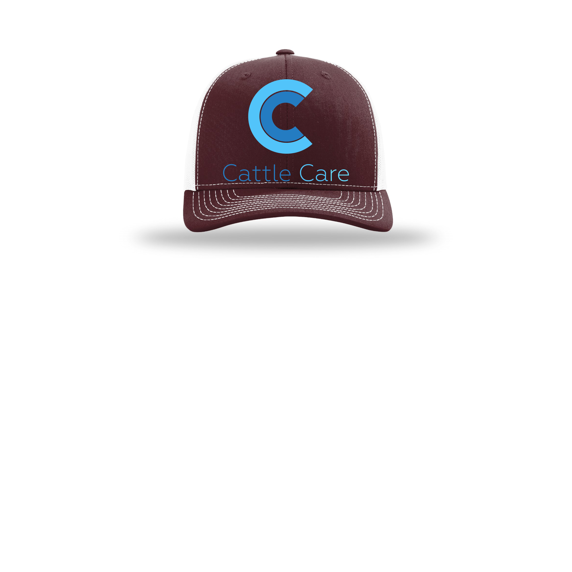 cattle-care-richardson-trucker-cap-embroidery-capfront-R112-maroonwhite-flat-front