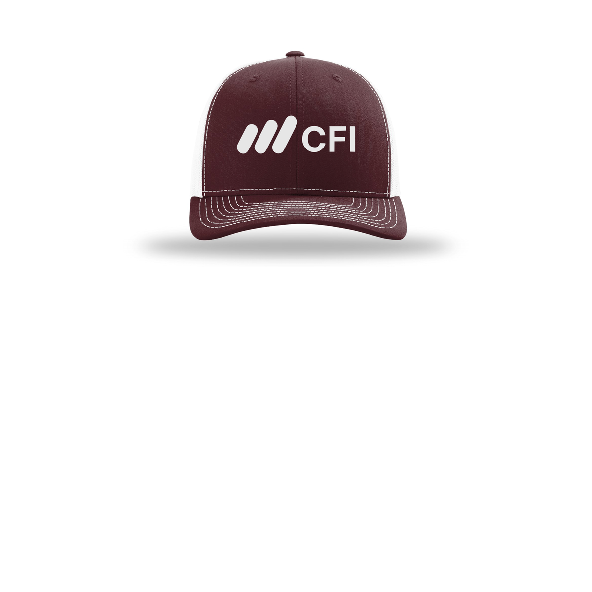 corporatefinanceinstitute-richardson-trucker-cap-embroidery-capfront-R112-maroonwhite-flat-front