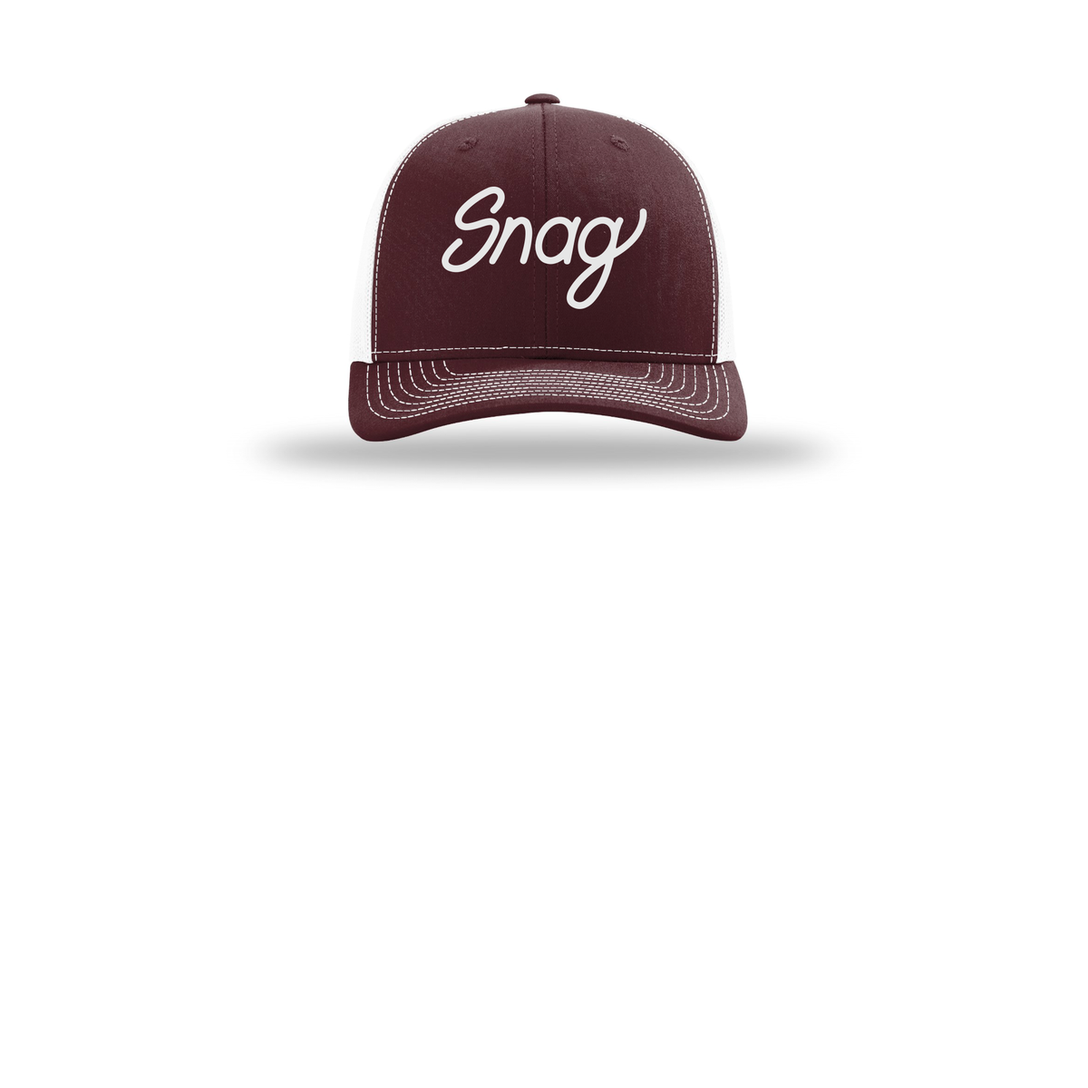 snagdelivery-richardson-trucker-cap-embroidery-capfront-R112-maroonwhite-flat-front