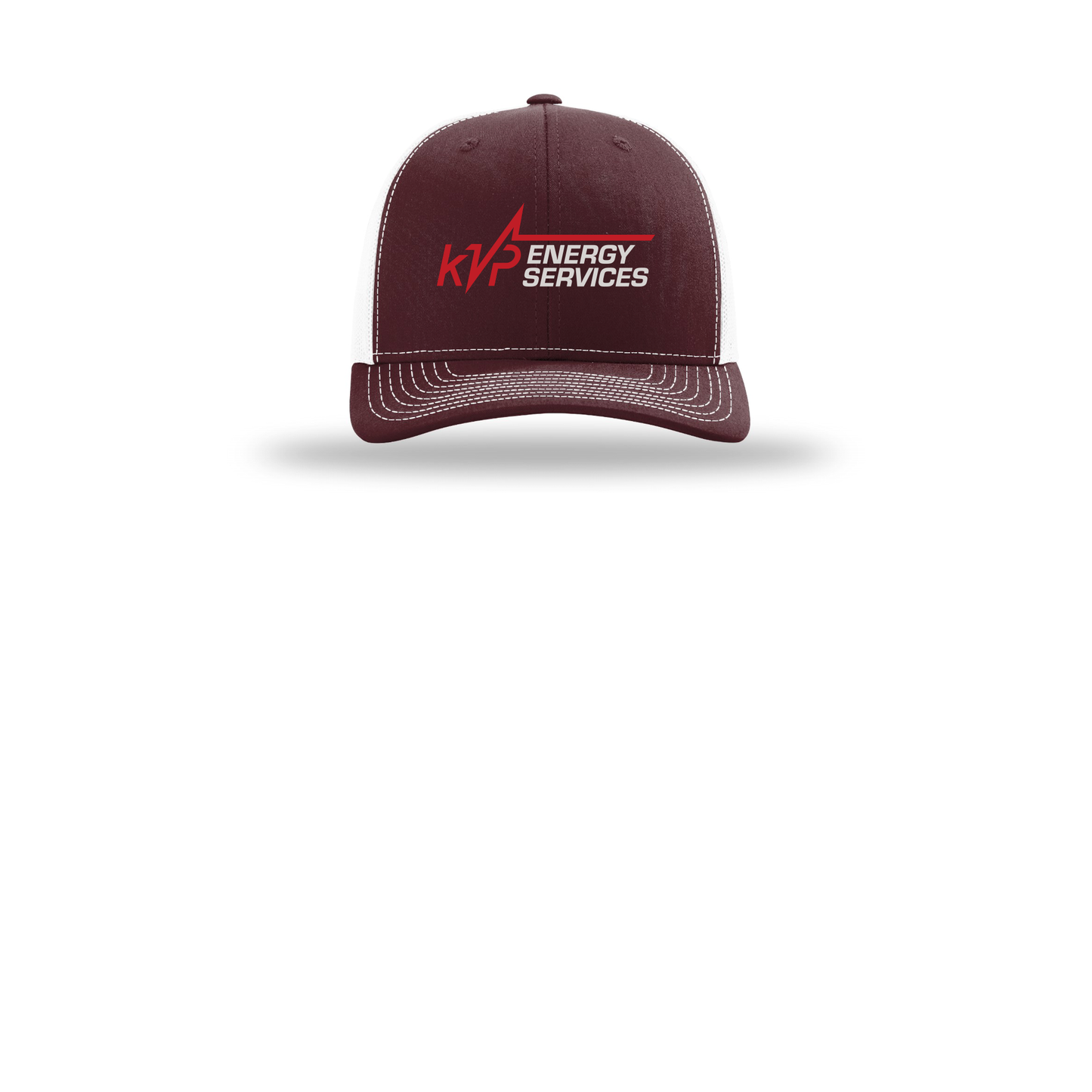 kvpenergy-richardson-trucker-cap-embroidery-capfront-R112-maroonwhite-flat-front