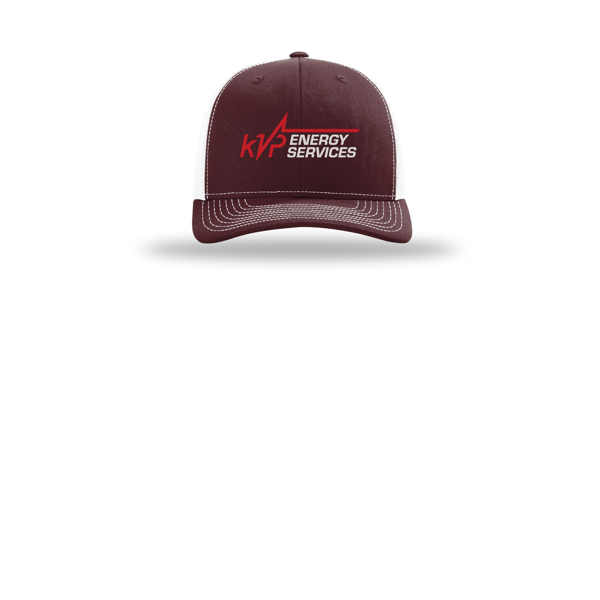 kvpenergy-richardson-trucker-cap-embroidery-capfront-R112-maroonwhite-flat-front