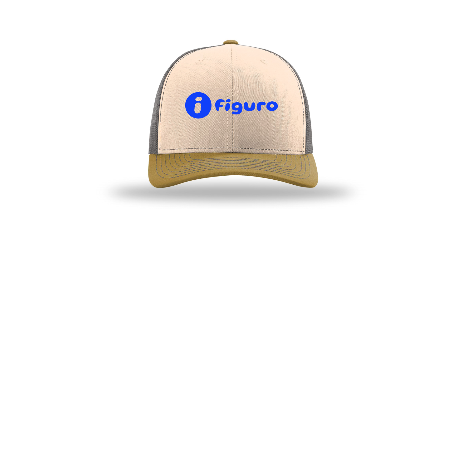 getfiguro-richardson-trucker-cap-embroidery-capfront-R112-minkbeigecharcoalambergold-flat-front