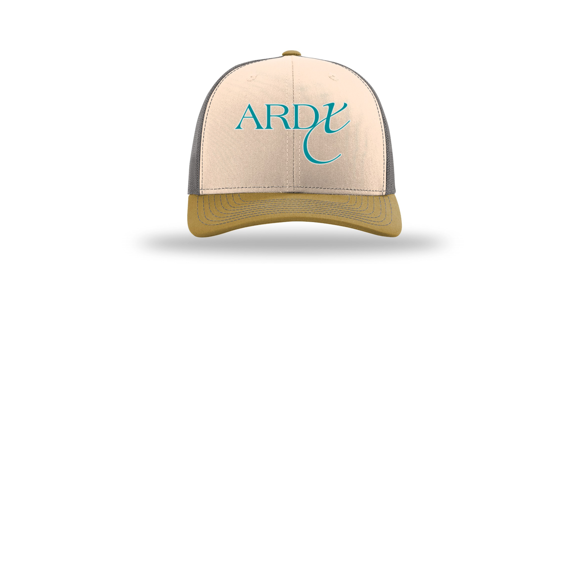 ardx-richardson-trucker-cap-embroidery-capfront-R112-minkbeigecharcoalambergold-flat-front