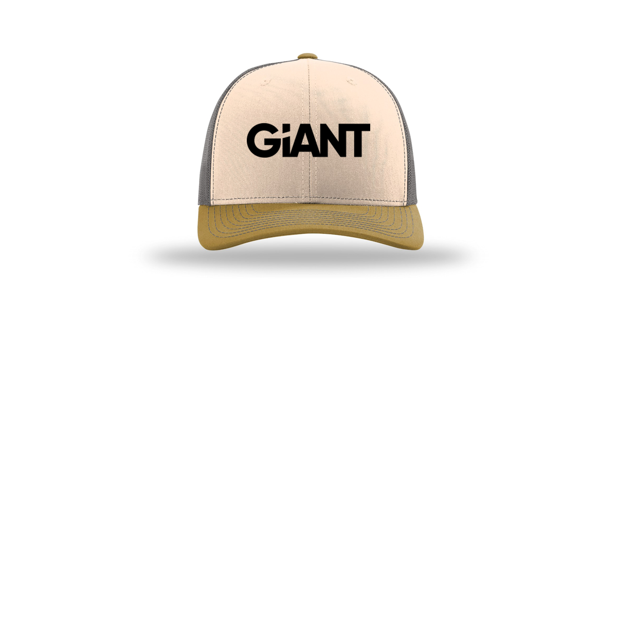 giantworldwide-richardson-trucker-cap-embroidery-capfront-R112-minkbeigecharcoalambergold-flat-front