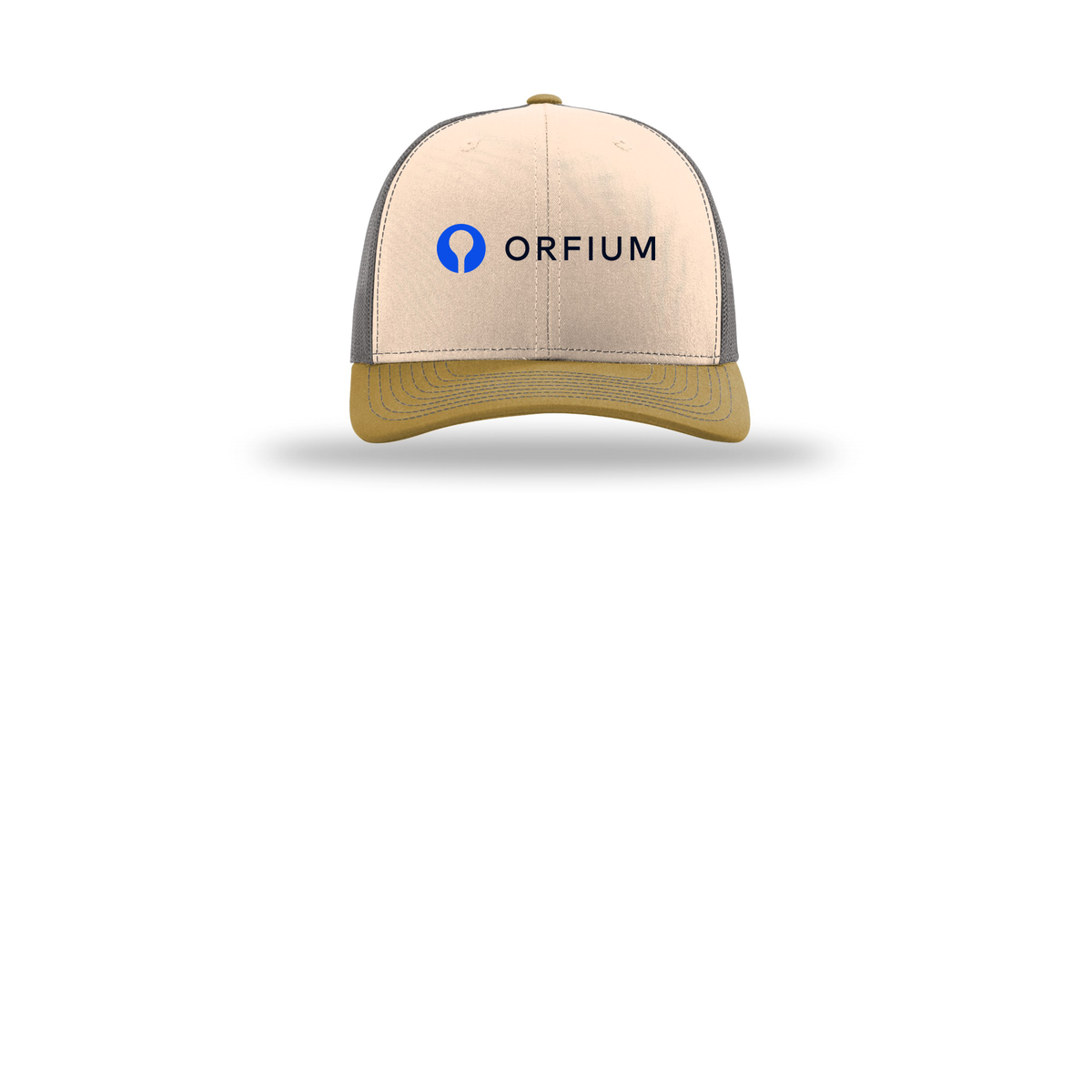 orfium-richardson-trucker-cap-embroidery-capfront-R112-minkbeigecharcoalambergold-flat-front