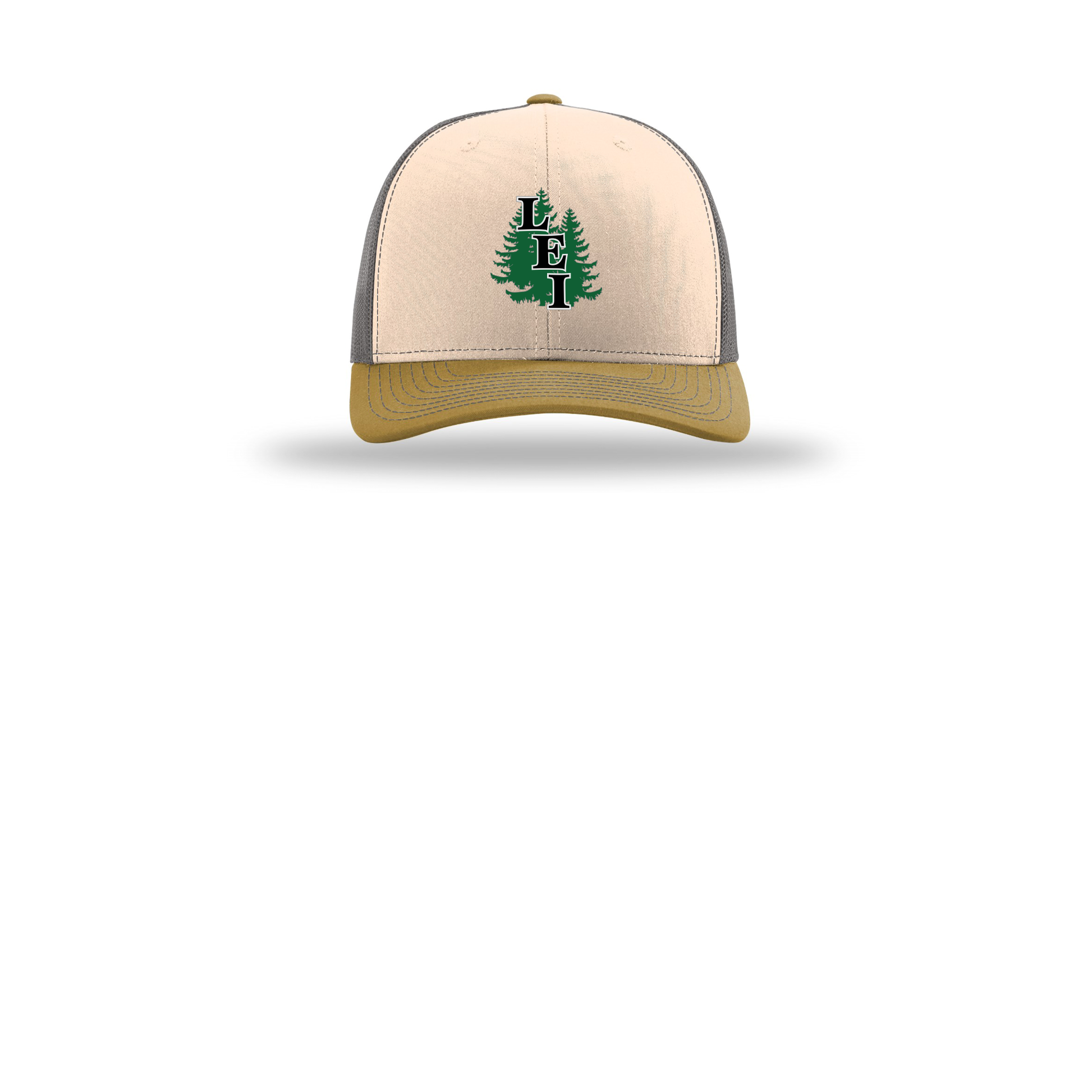 leisite-richardson-trucker-cap-embroidery-capfront-R112-minkbeigecharcoalambergold-flat-front