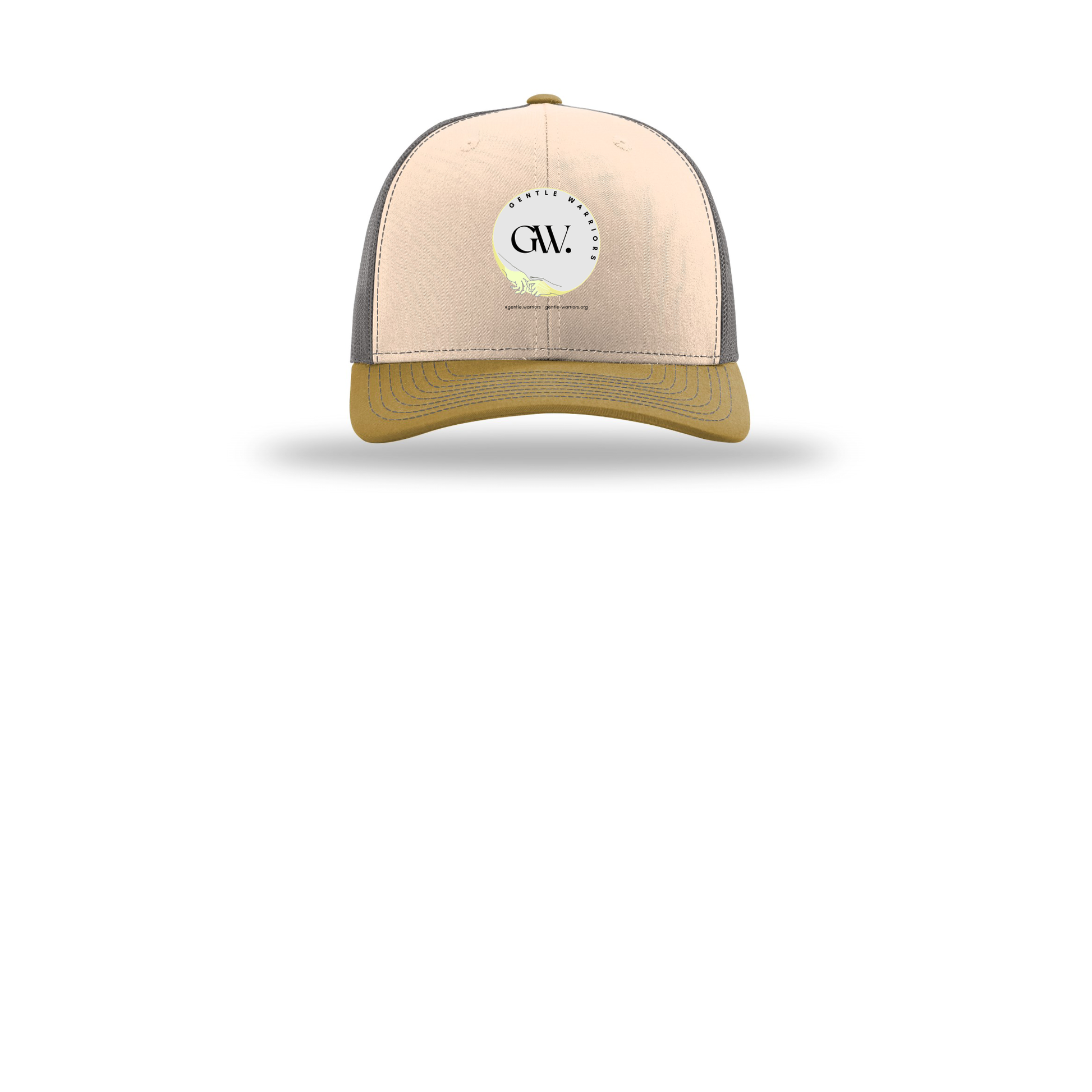 gentle-warriors-richardson-trucker-cap-embroidery-capfront-R112-minkbeigecharcoalambergold-flat-front