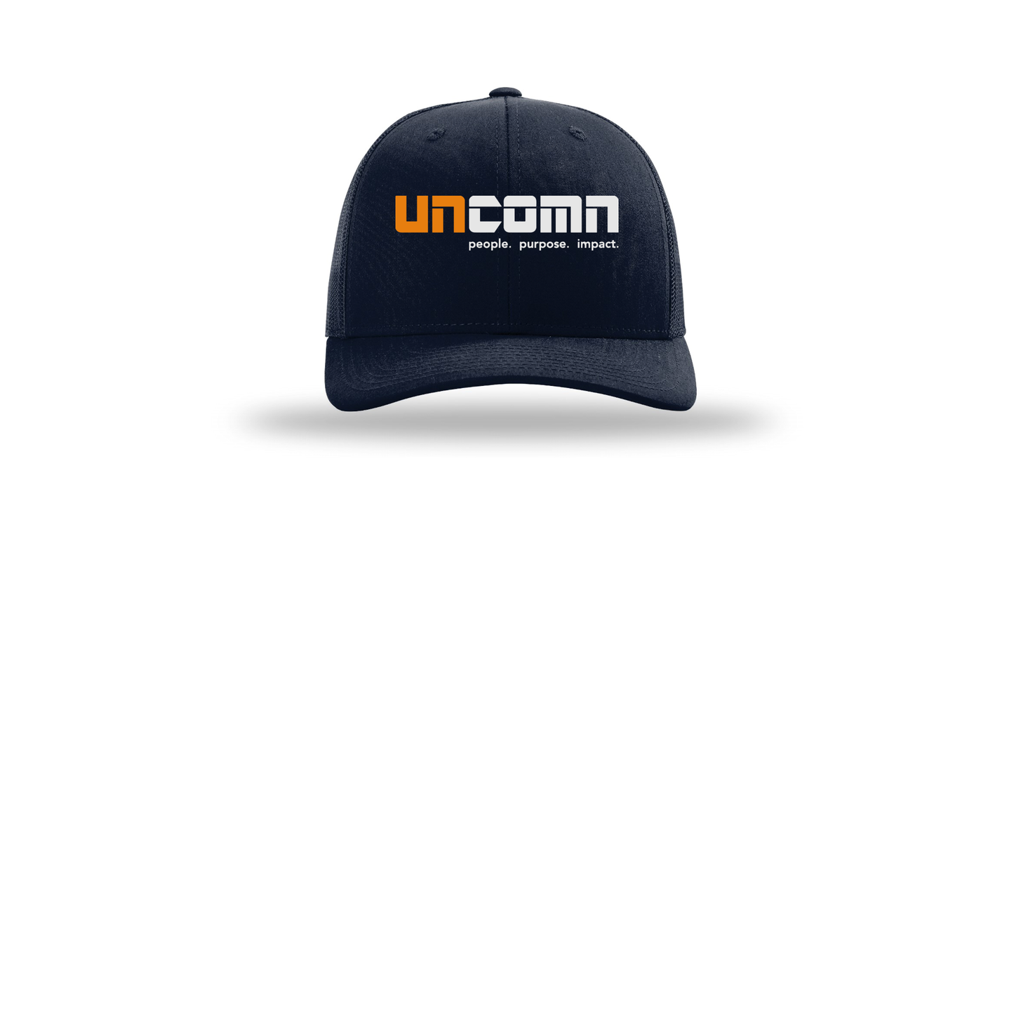 uncomn-richardson-trucker-cap-embroidery-capfront-R112-navy-flat-front