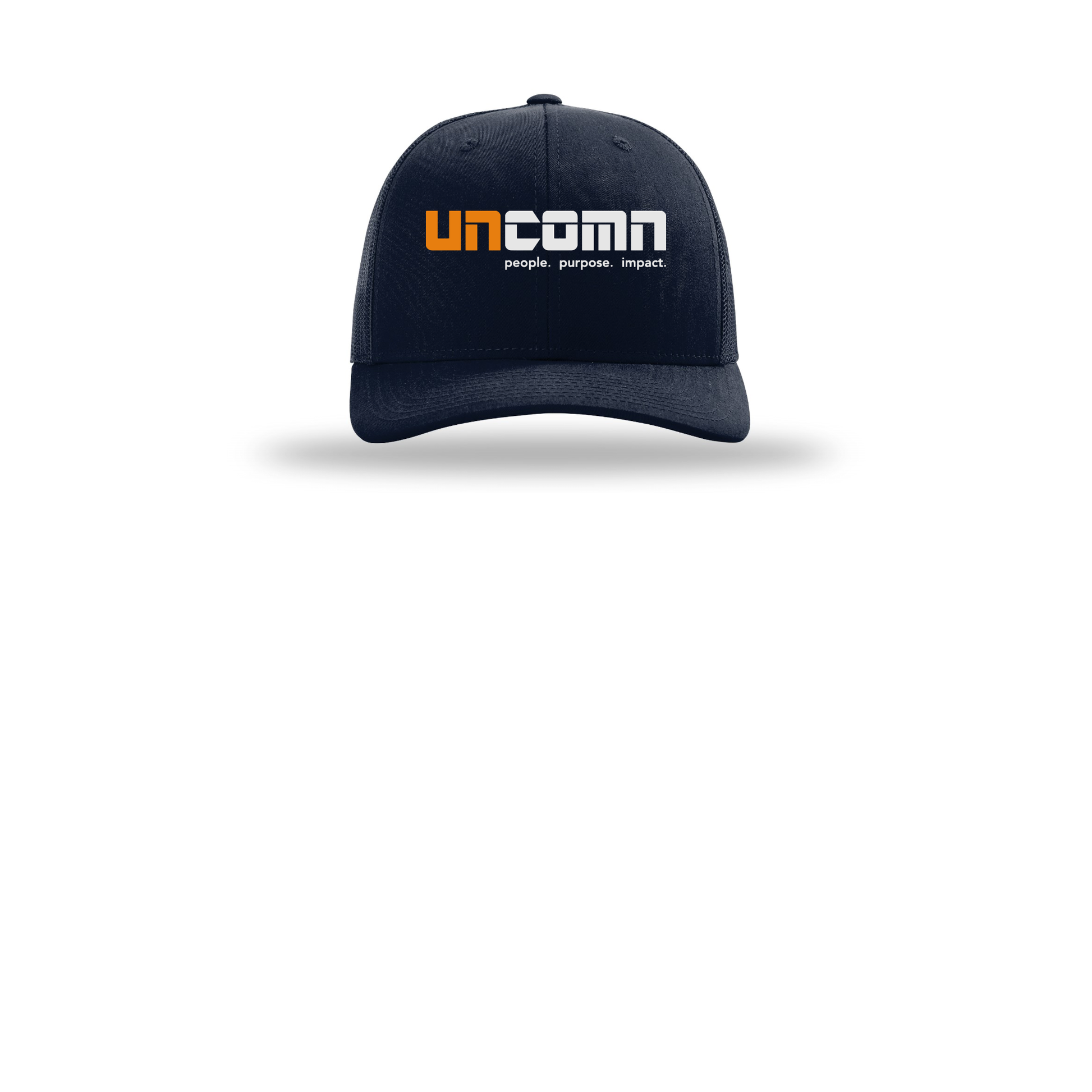 uncomn-richardson-trucker-cap-embroidery-capfront-R112-navy-flat-front