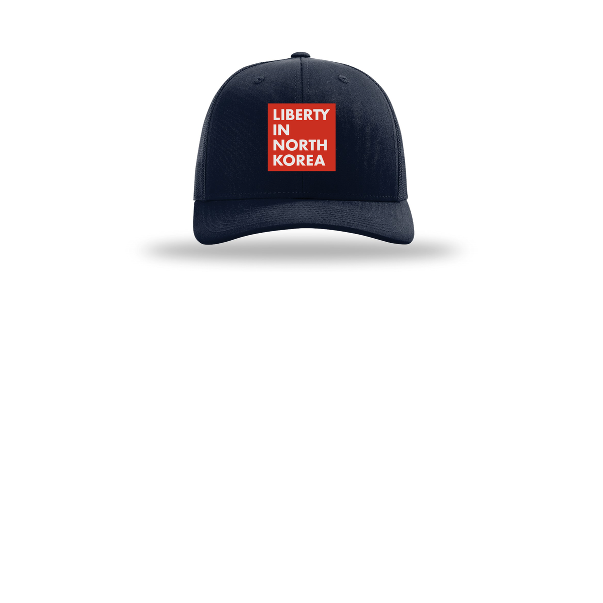 libertyinnorthkorea-richardson-trucker-cap-embroidery-capfront-R112-navy-flat-front