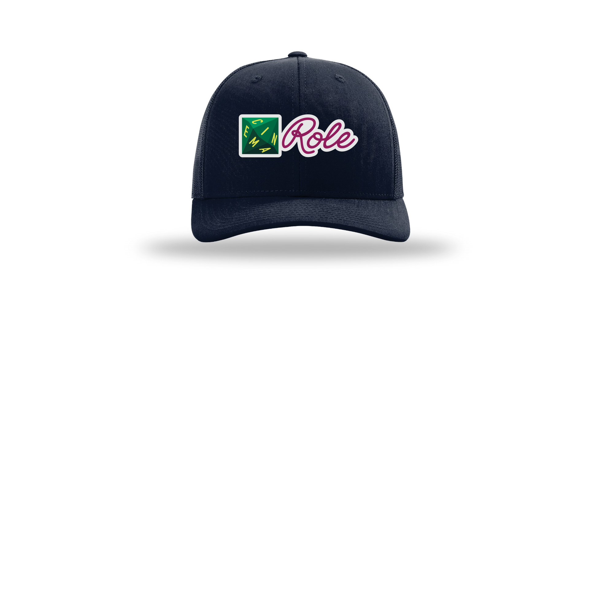 cinemarole-richardson-trucker-cap-embroidery-capfront-R112-navy-flat-front