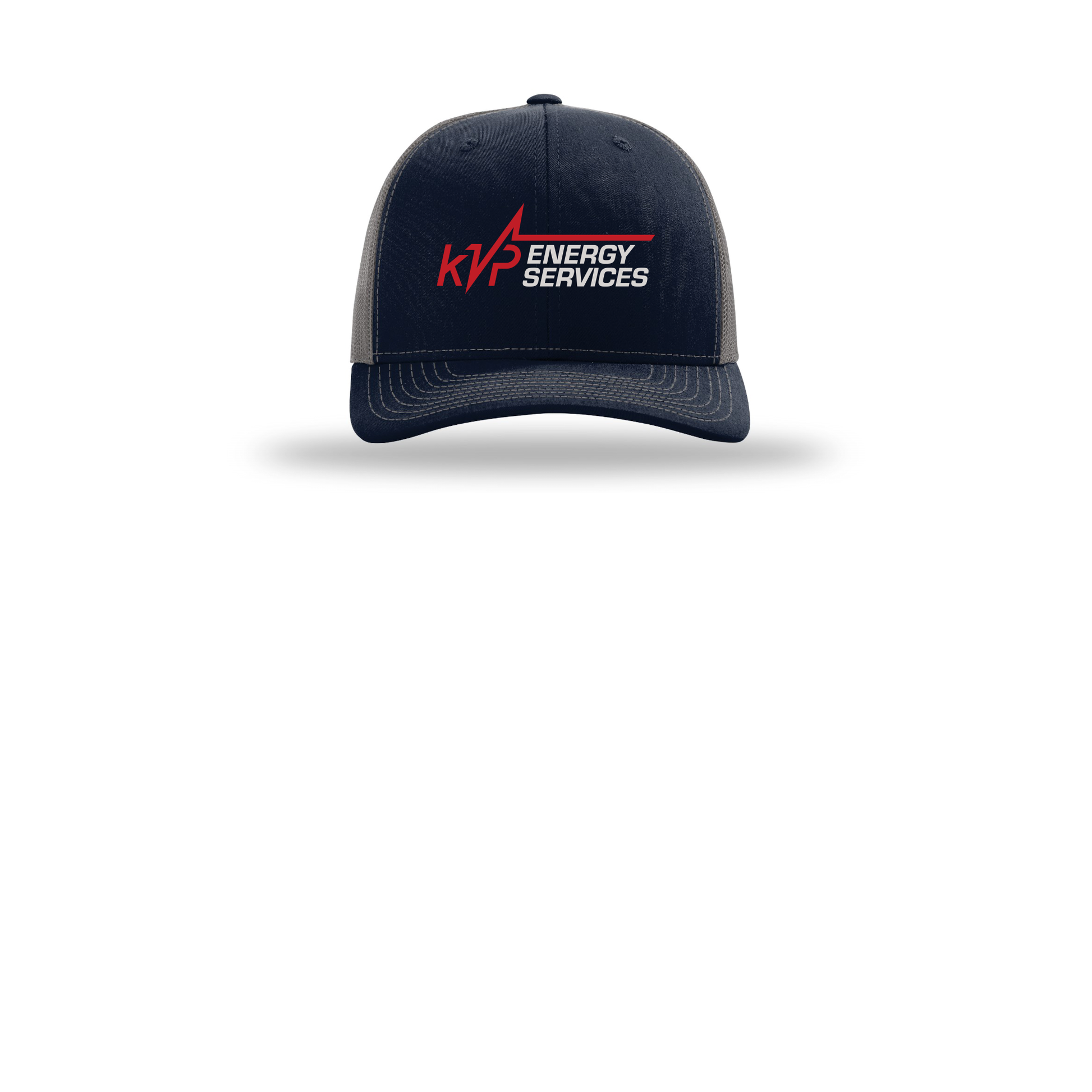 kvpenergy-richardson-trucker-cap-embroidery-capfront-R112-navycharcoal-flat-front