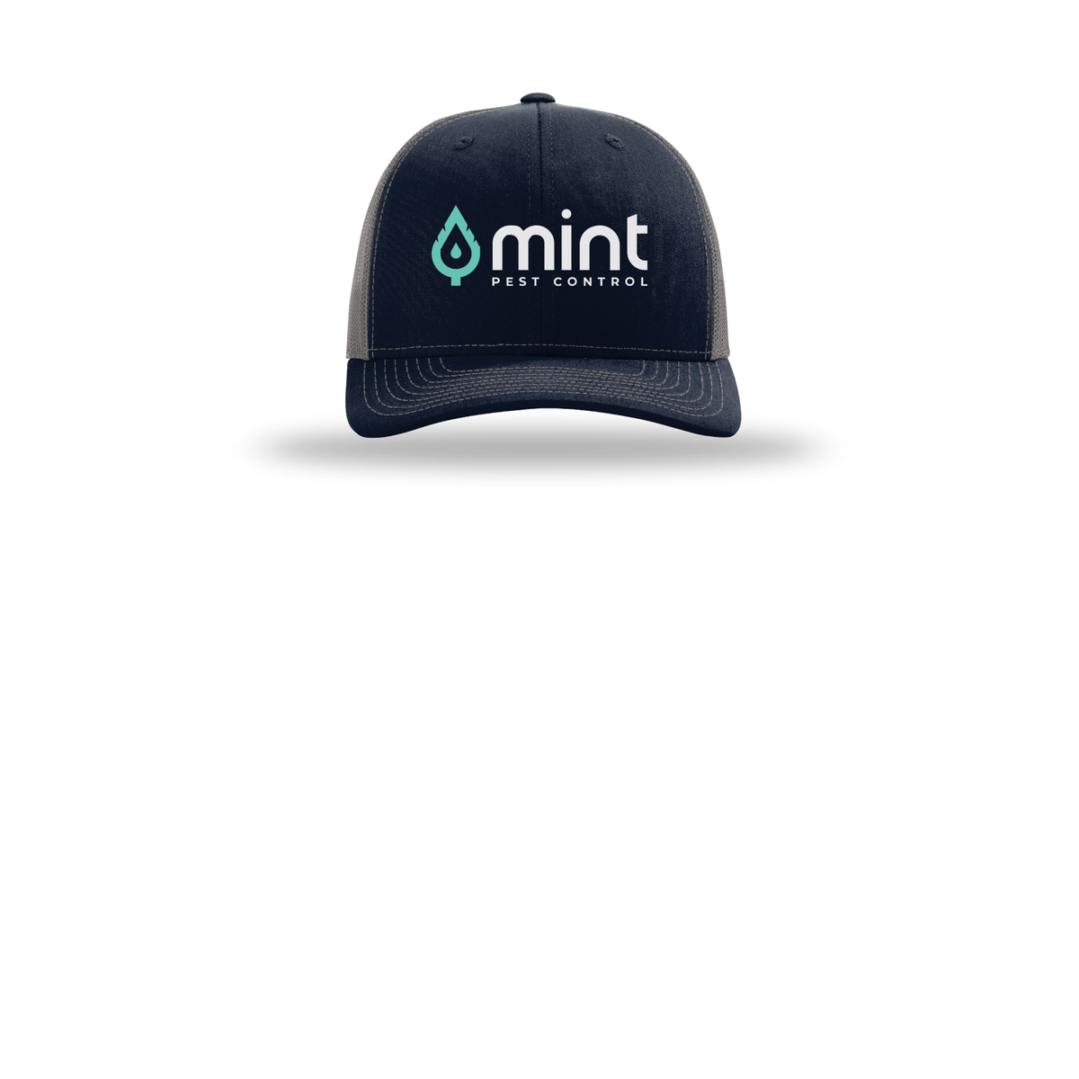 mintpest-richardson-trucker-cap-embroidery-capfront-R112-navycharcoal-flat-front