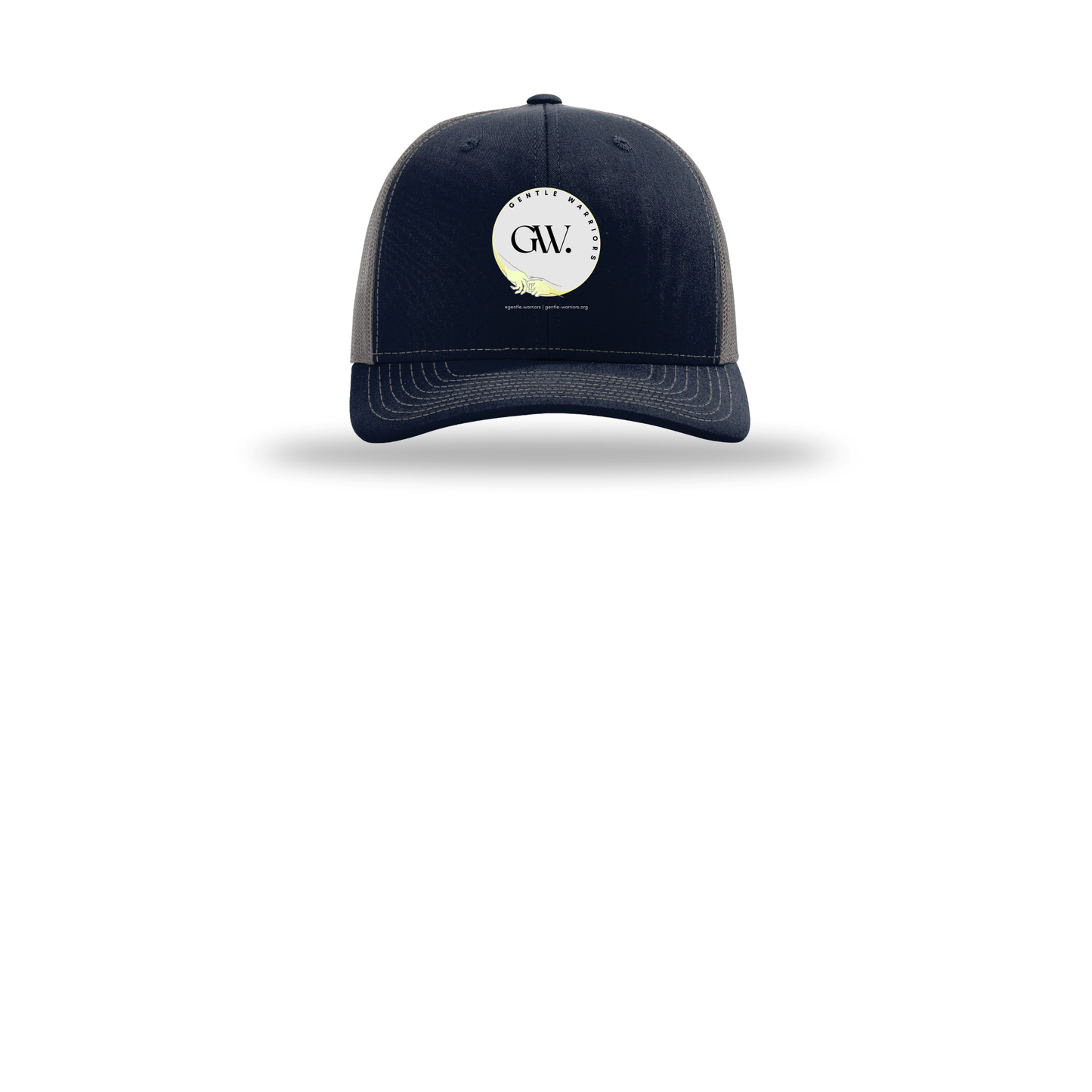 gentle-warriors-richardson-trucker-cap-embroidery-capfront-R112-navycharcoal-flat-front