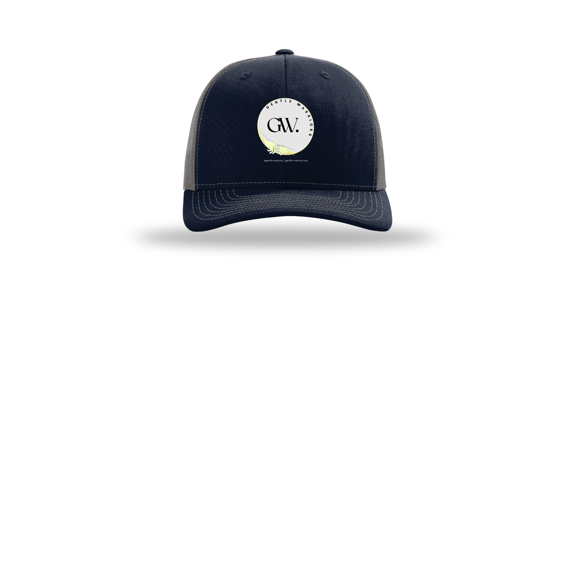 gentle-warriors-richardson-trucker-cap-embroidery-capfront-R112-navycharcoal-flat-front