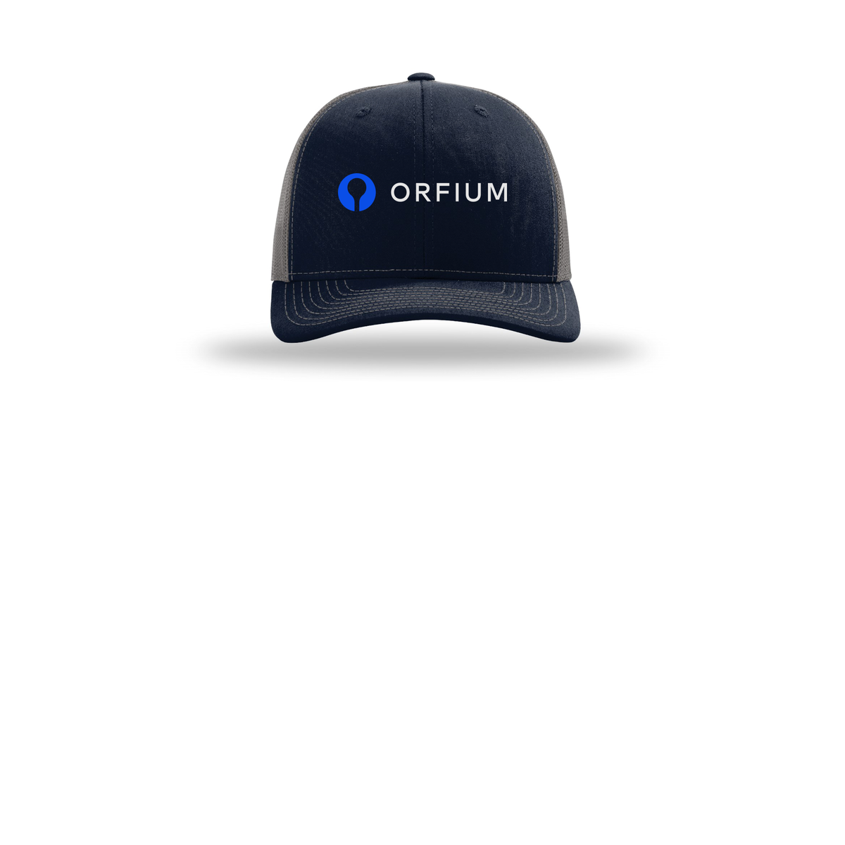 orfium-richardson-trucker-cap-embroidery-capfront-R112-navycharcoal-flat-front