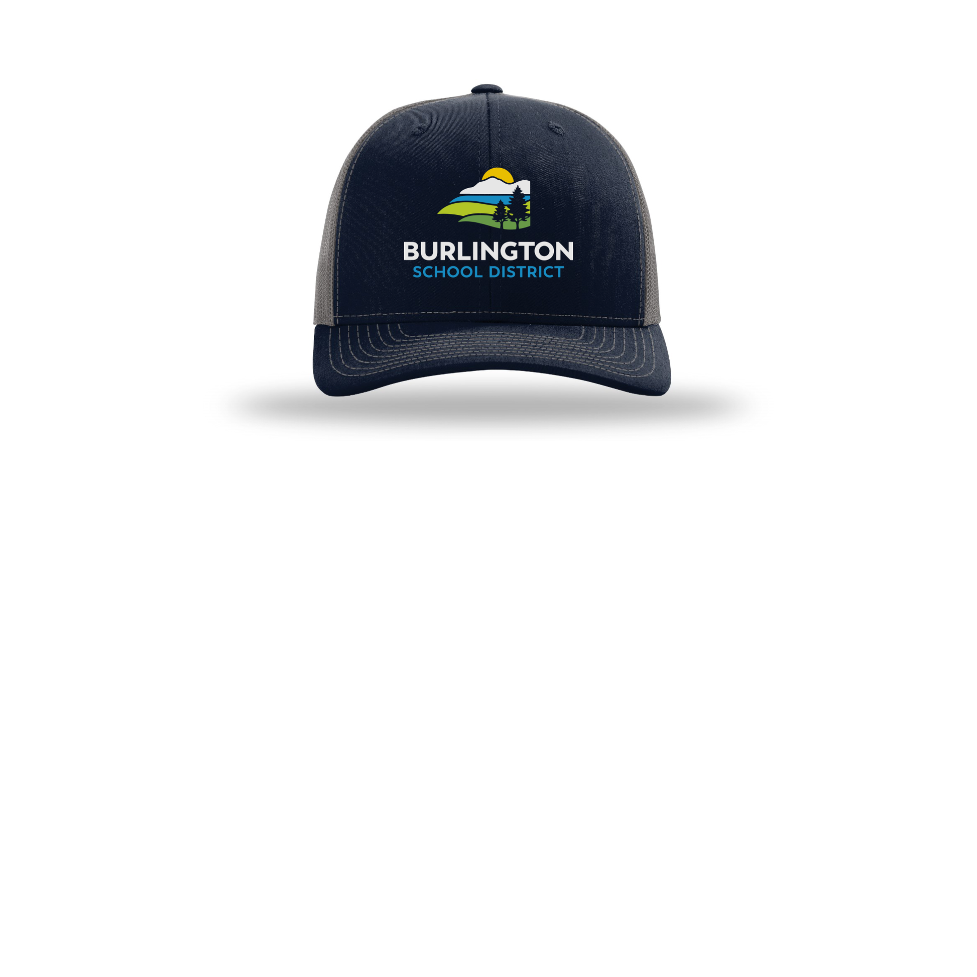 bsdvt-richardson-trucker-cap-embroidery-capfront-R112-navycharcoal-flat-front