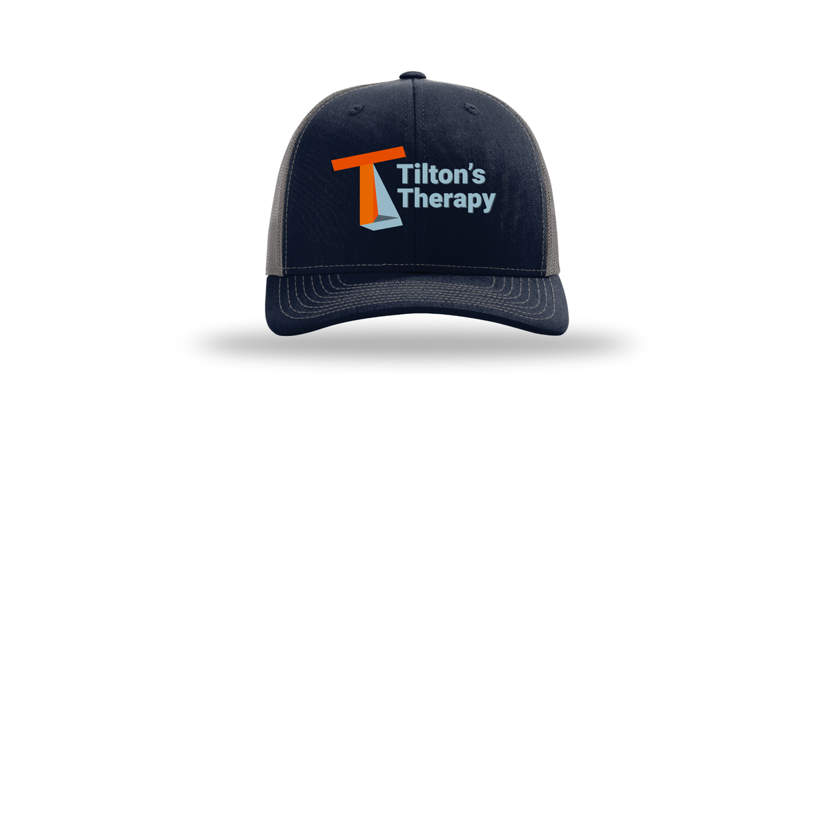 tiltonstherapy-richardson-trucker-cap-embroidery-capfront-R112-navycharcoal-flat-front