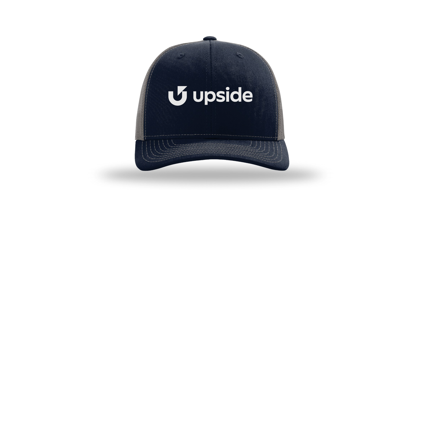 upside-richardson-trucker-cap-embroidery-capfront-R112-navycharcoal-flat-front