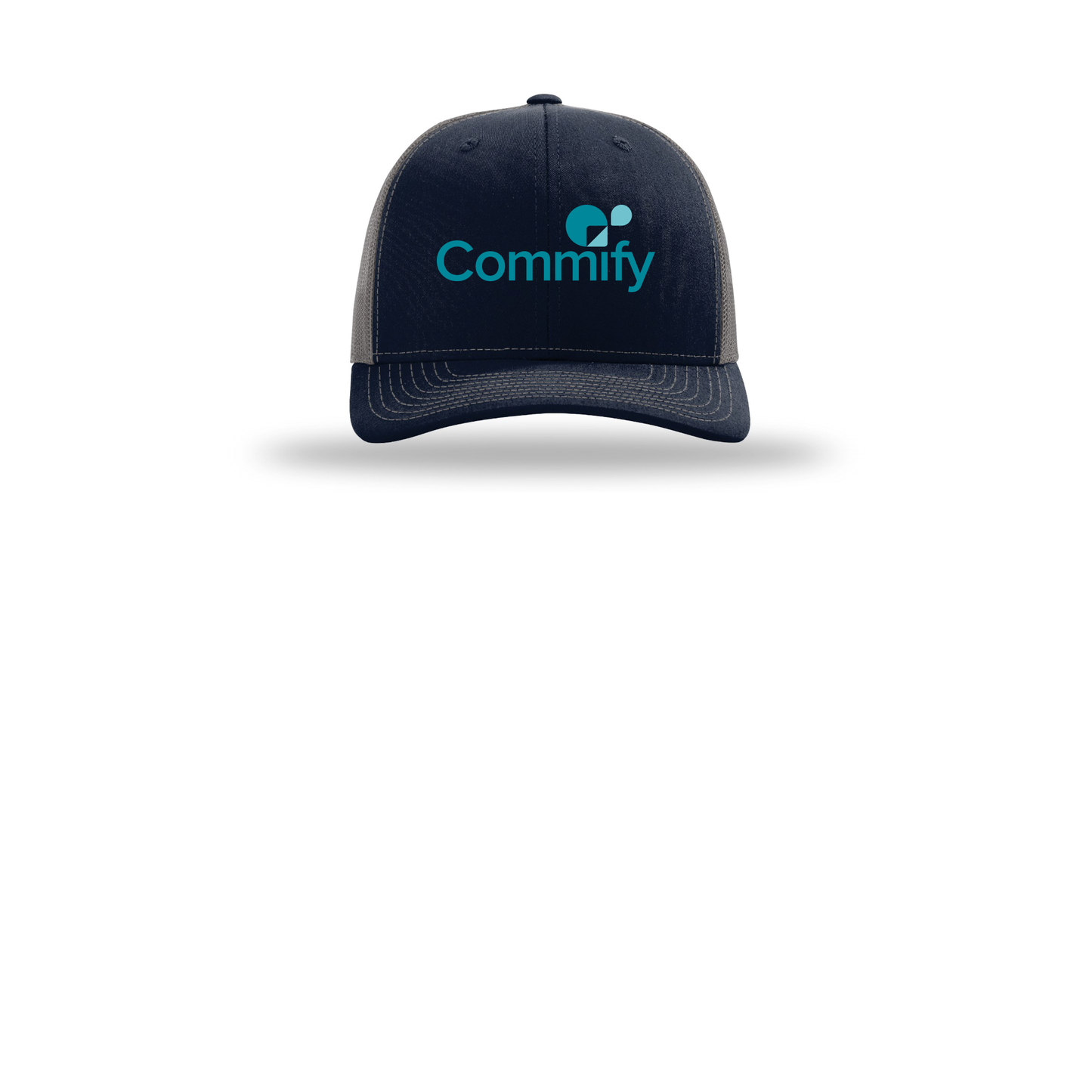 commify-richardson-trucker-cap-embroidery-capfront-R112-navycharcoal-flat-front