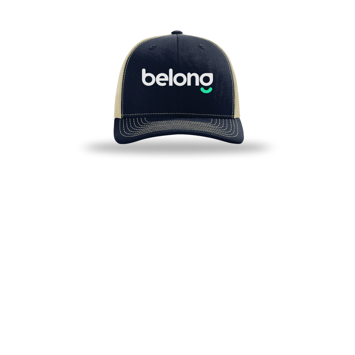 belonghome-richardson-trucker-cap-embroidery-capfront-R112-navykhaki-flat-front