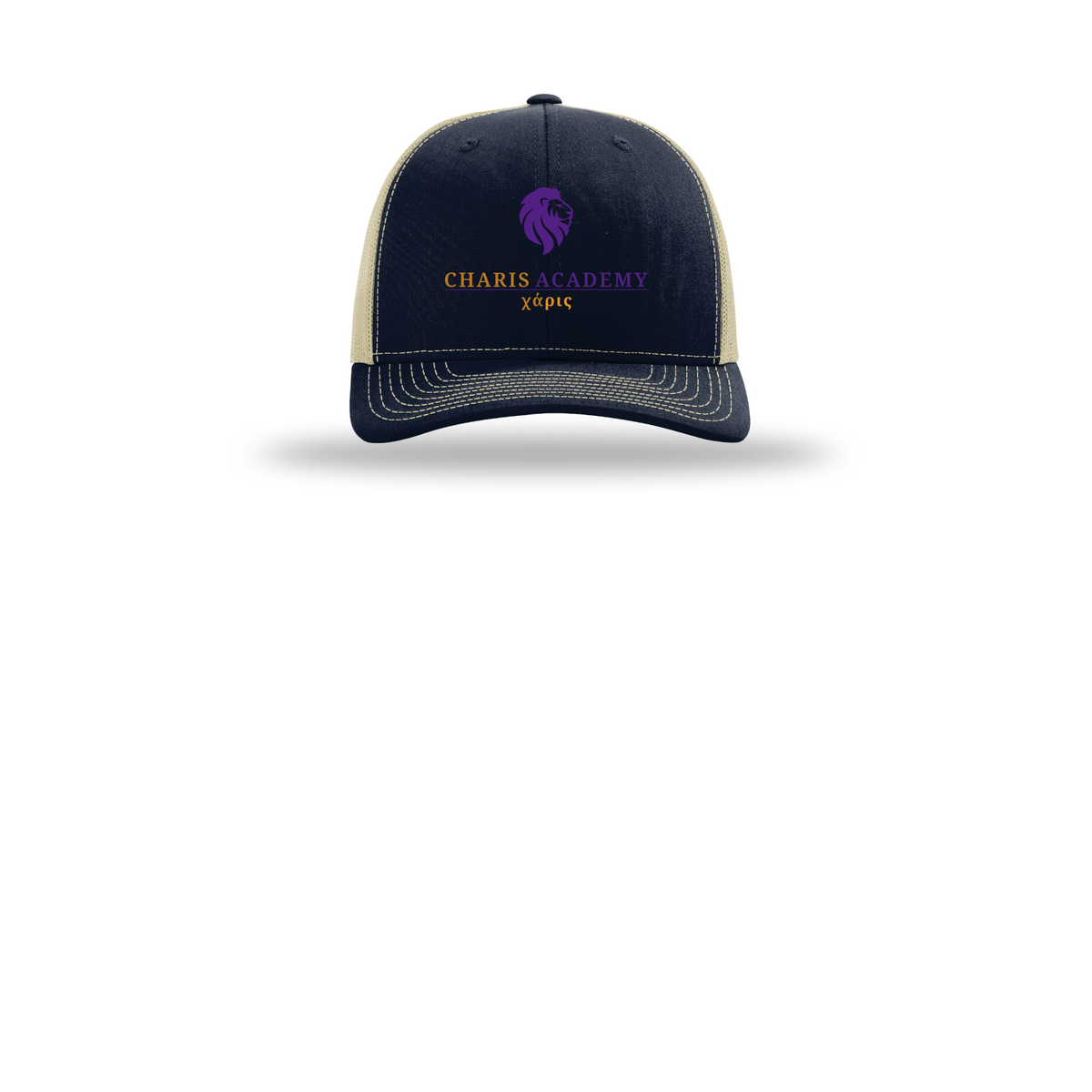 cahazleton-richardson-trucker-cap-embroidery-capfront-R112-navykhaki-flat-front