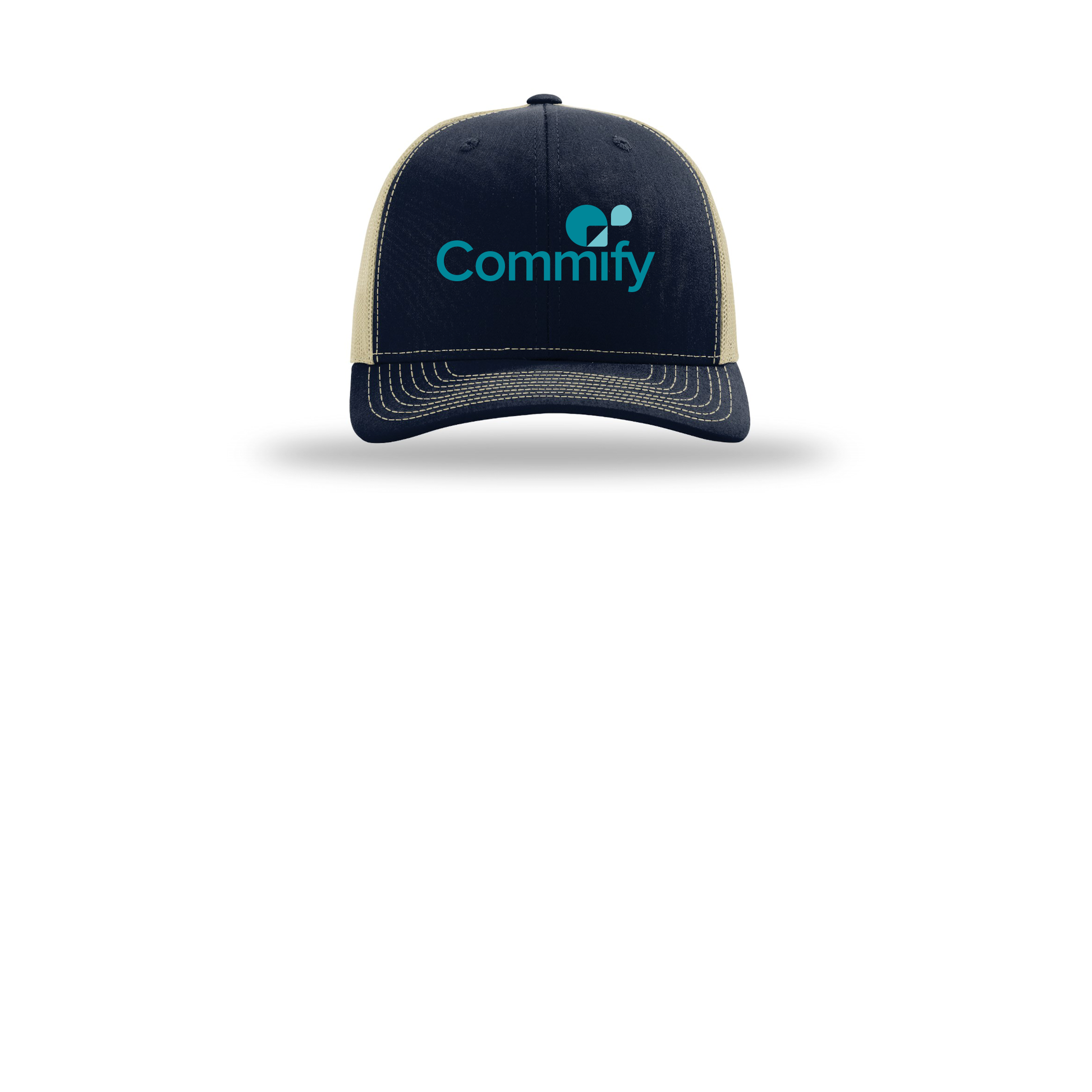 commify-richardson-trucker-cap-embroidery-capfront-R112-navykhaki-flat-front