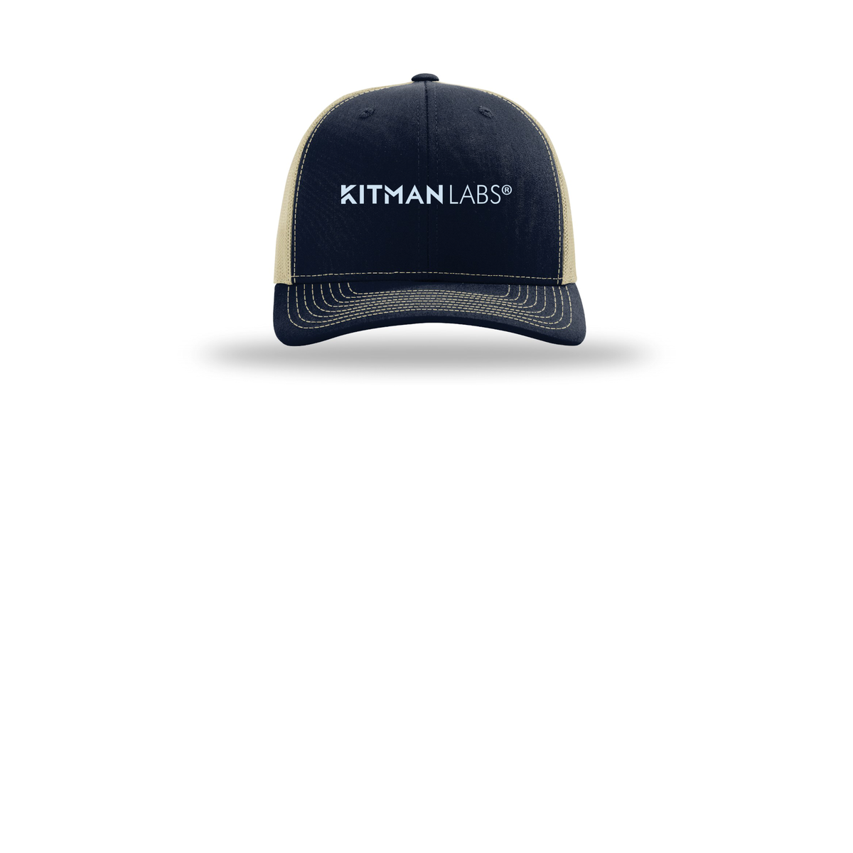 kitmanlabs-richardson-trucker-cap-embroidery-capfront-R112-navykhaki-flat-front