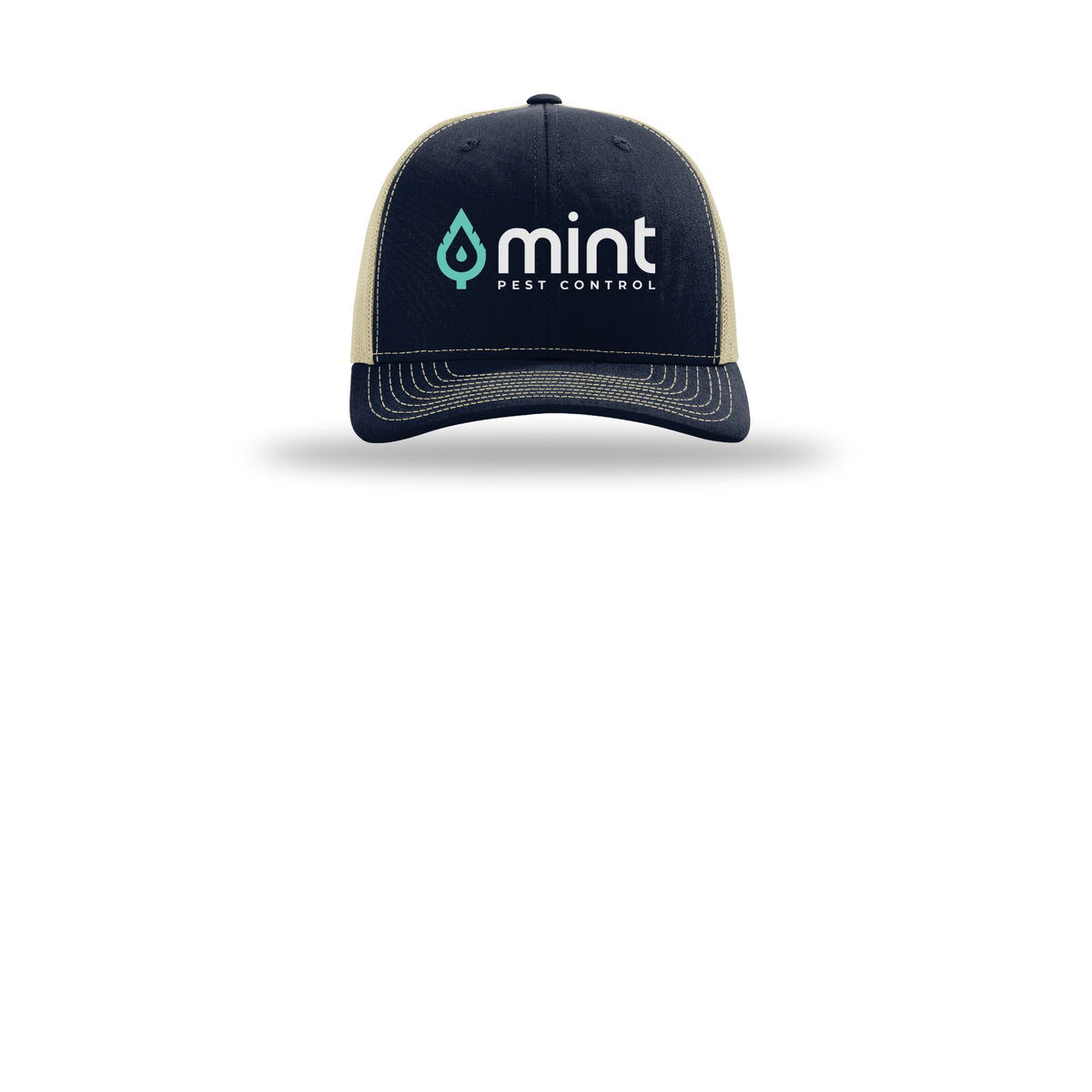 mintpest-richardson-trucker-cap-embroidery-capfront-R112-navykhaki-flat-front