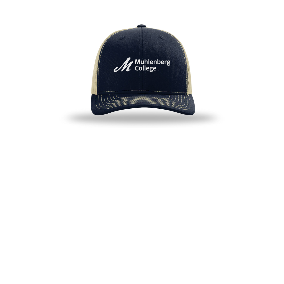 muhlenberg-richardson-trucker-cap-embroidery-capfront-R112-navykhaki-flat-front